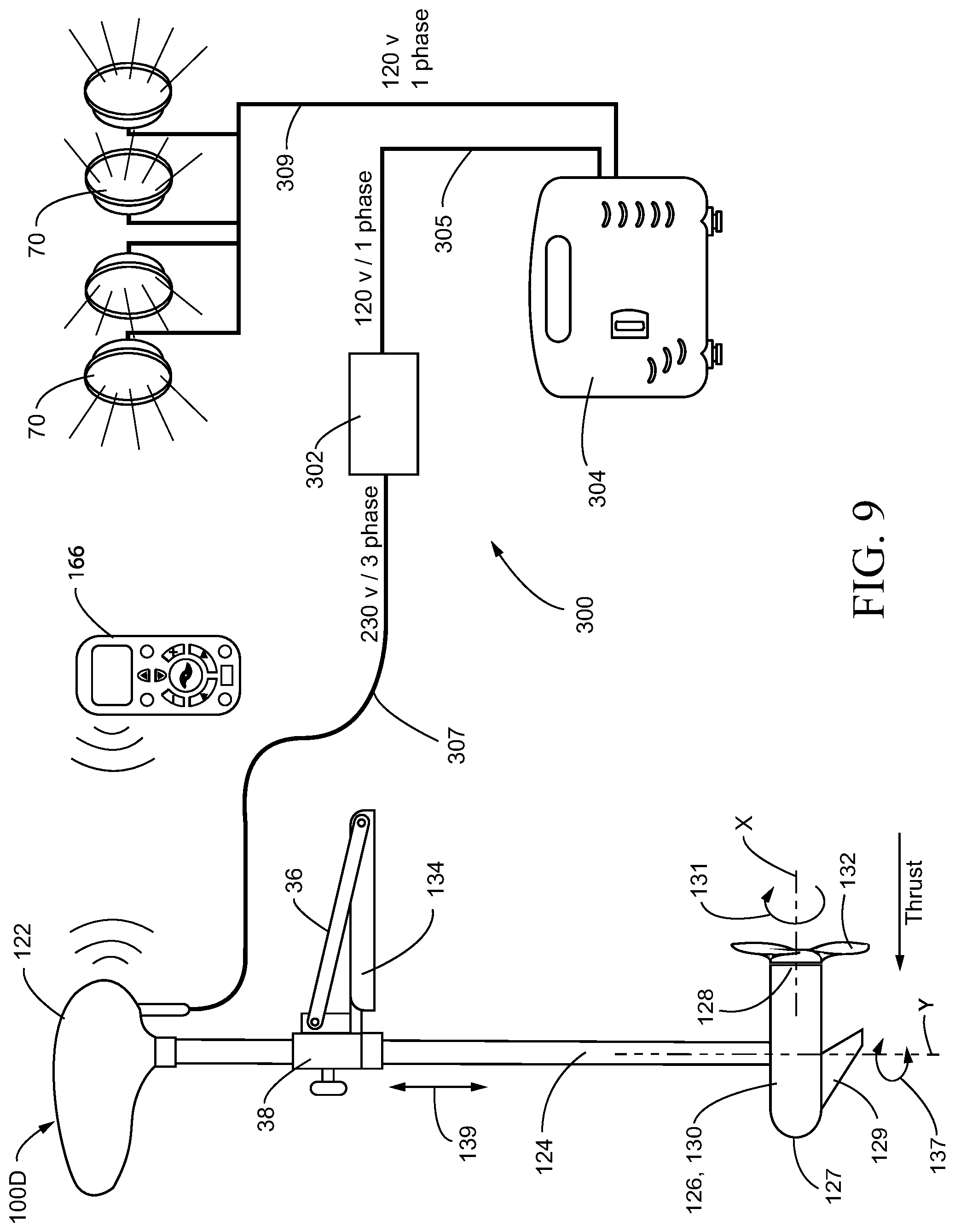Patent US12325500 Figure 9 – Alternating current boat propulsion system