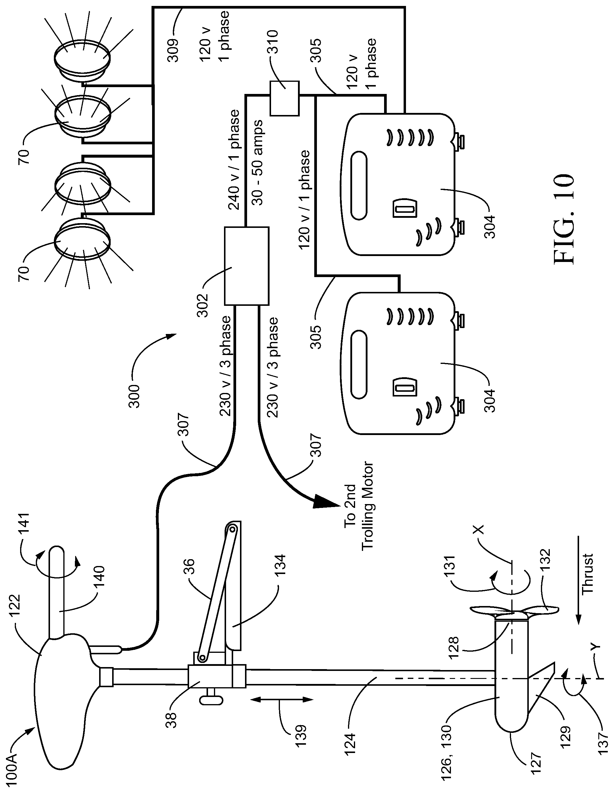 Patent US12325500 Figure 10 – Alternating current boat propulsion system