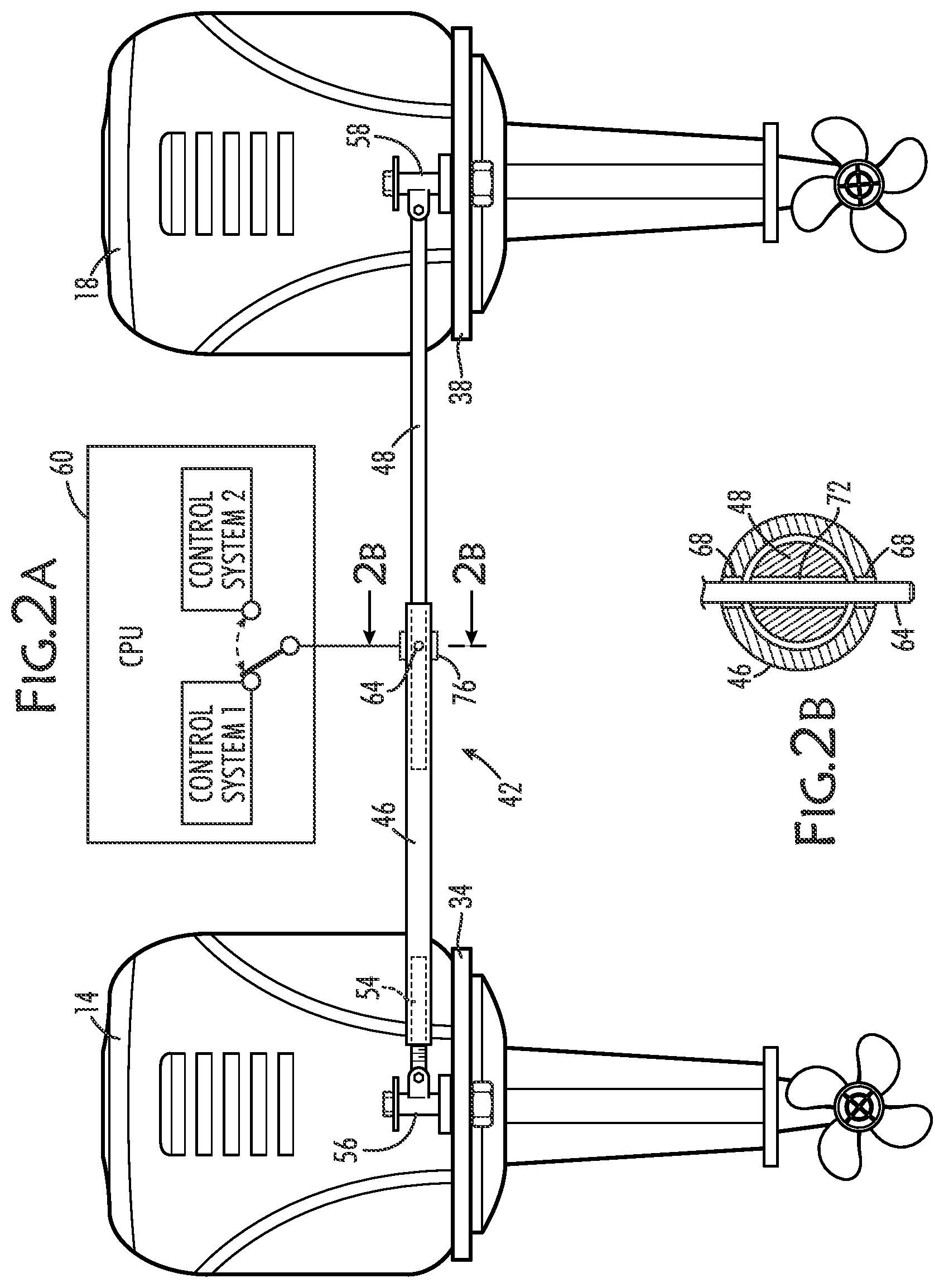 Patent US12325501 Figure 2 – Adaptive tie bar assembly for secure alignment of multiple marine engines at higher speed