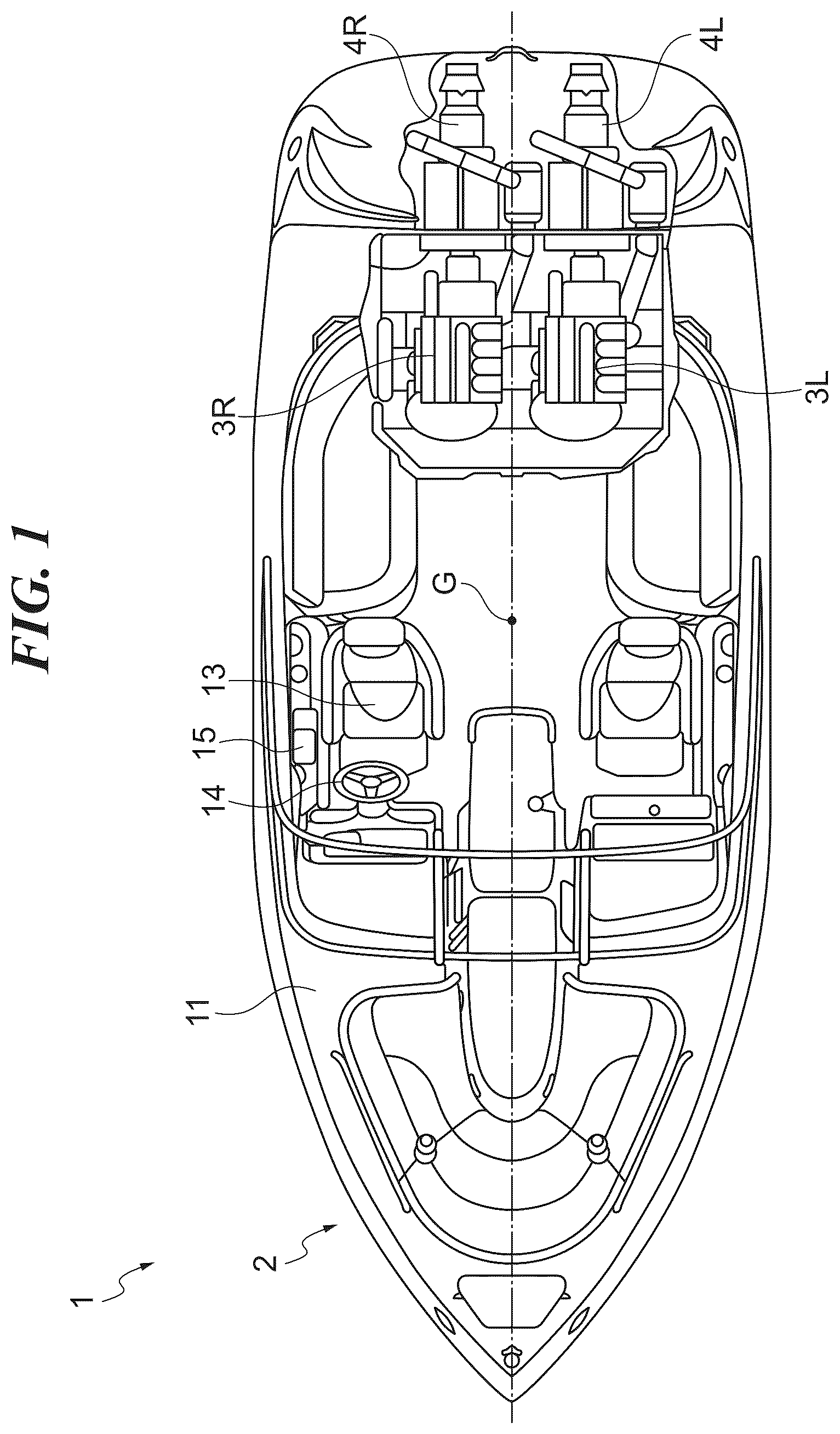 Patent US12325503 Figure 1 – Marine vessel maneuvering support system, and marine vessel