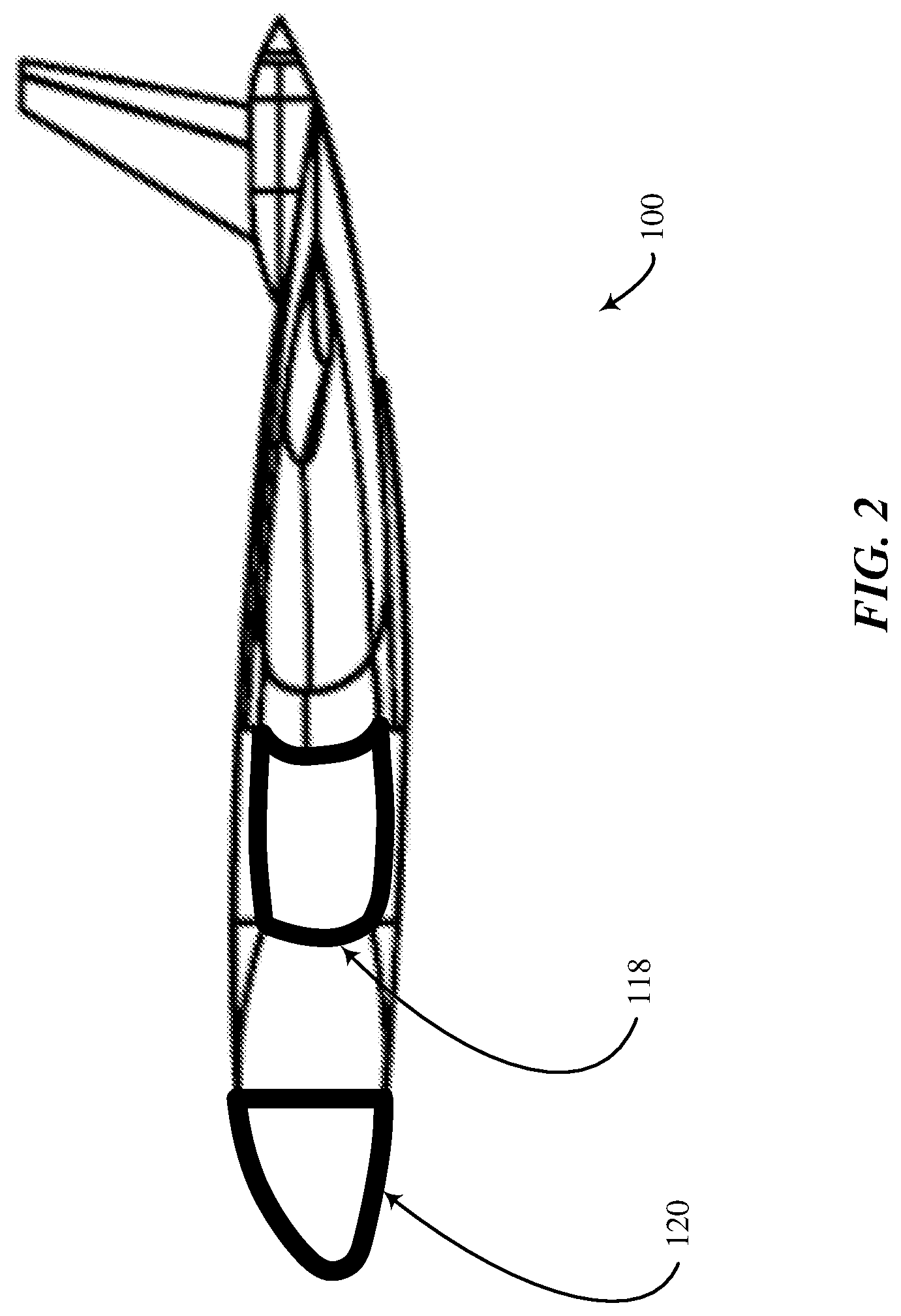 Patent US12325507 Figure 2 – Cargo-bay layout for blended-wing-body aircraft