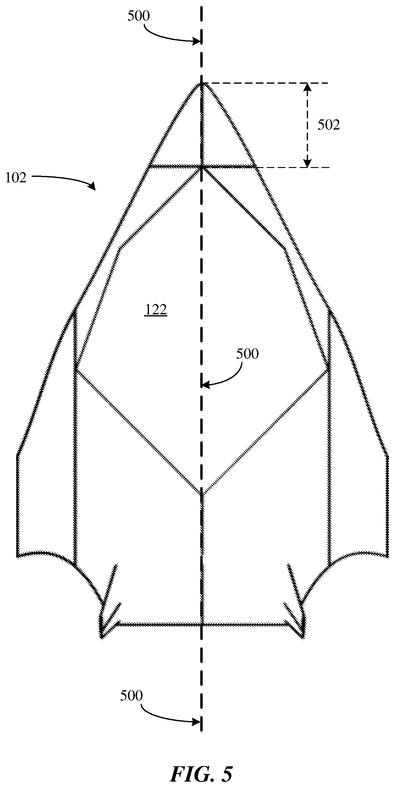 Patent US12325507 Figure 5 – Cargo-bay layout for blended-wing-body aircraft