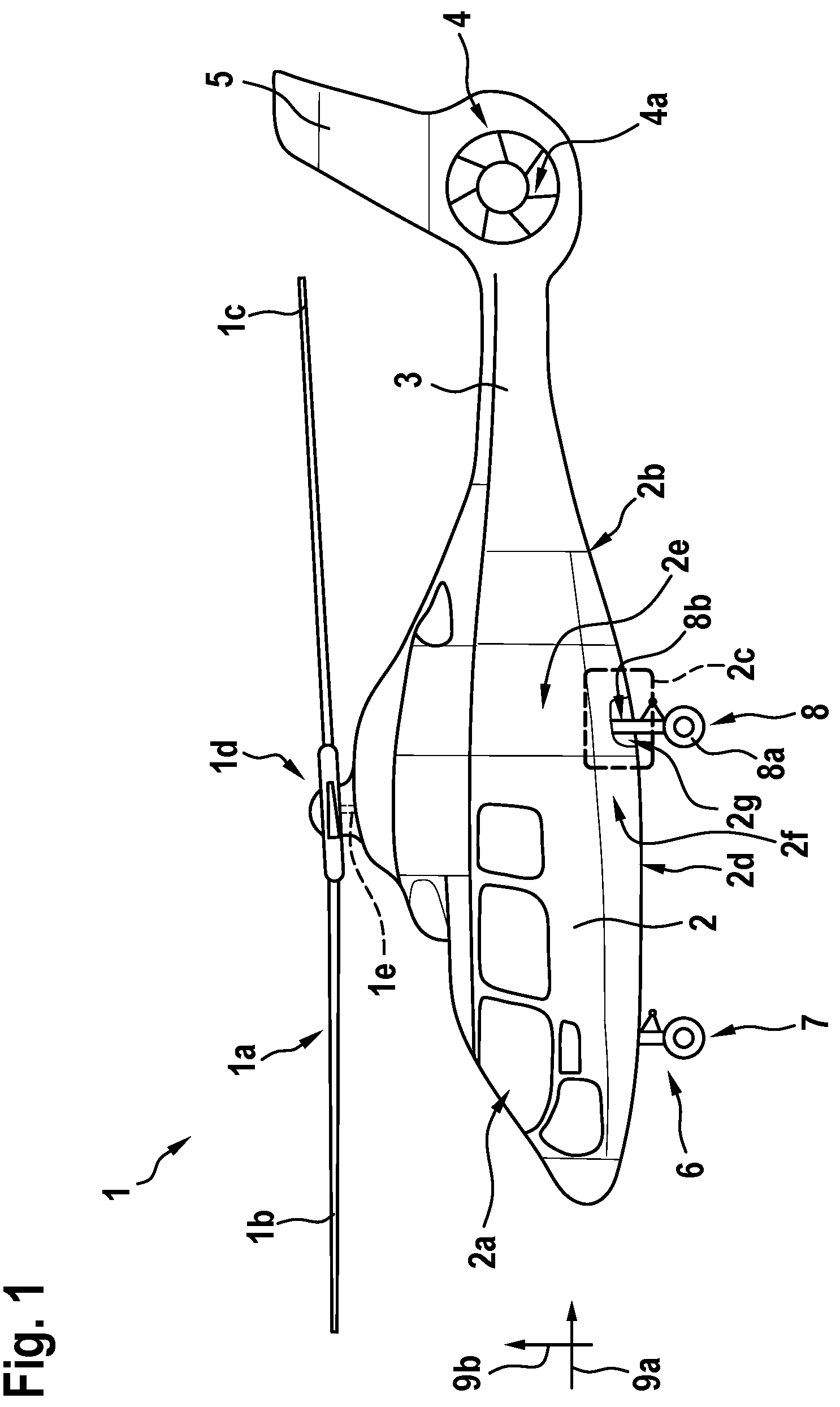 Patent US12325512 Figure 1 – Rotorcraft with a non-retractable wheel-type landing gear