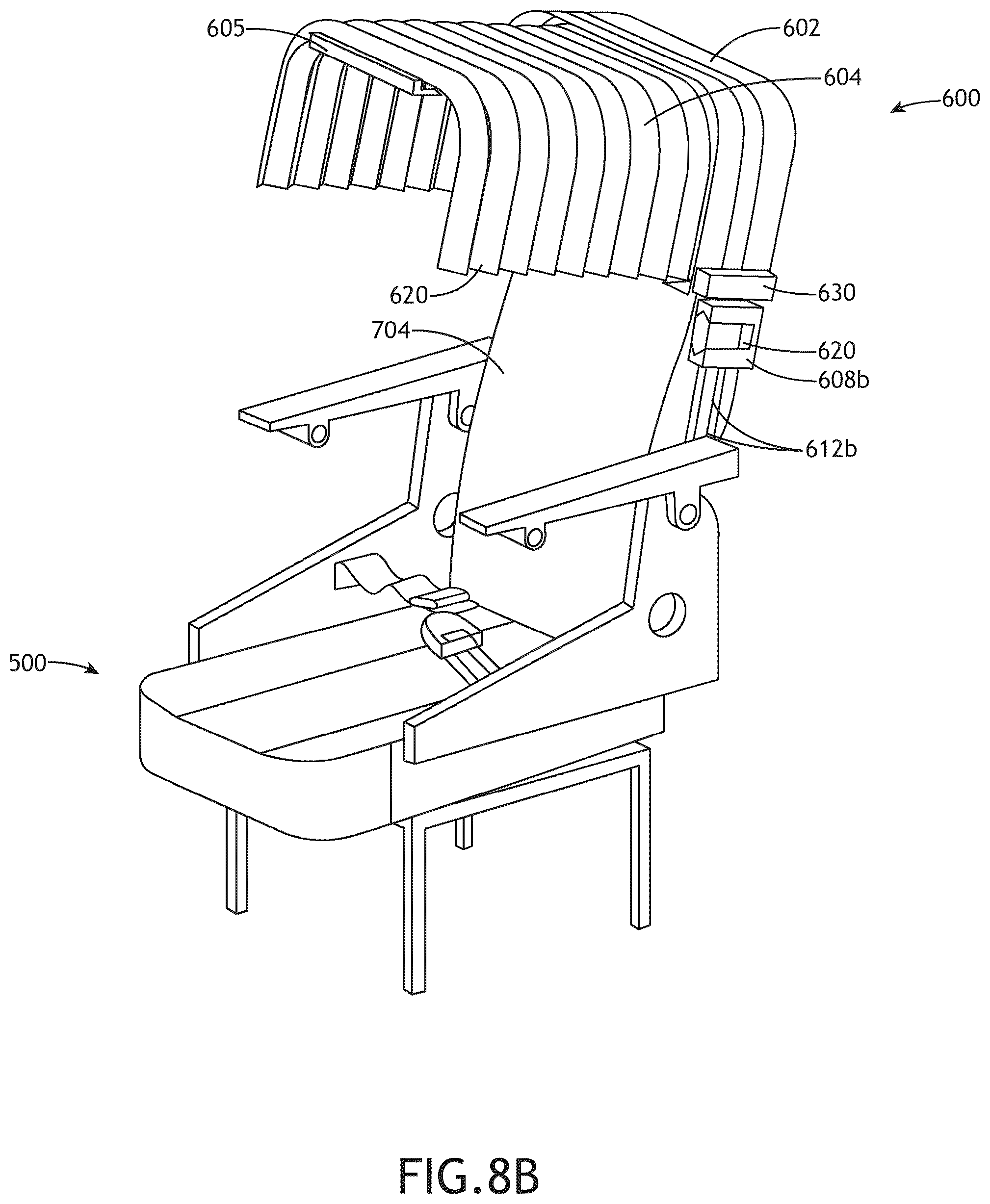 Patent US12325523 Figure 12 – Self-disinfecting portable physical partitions for aircraft interiors