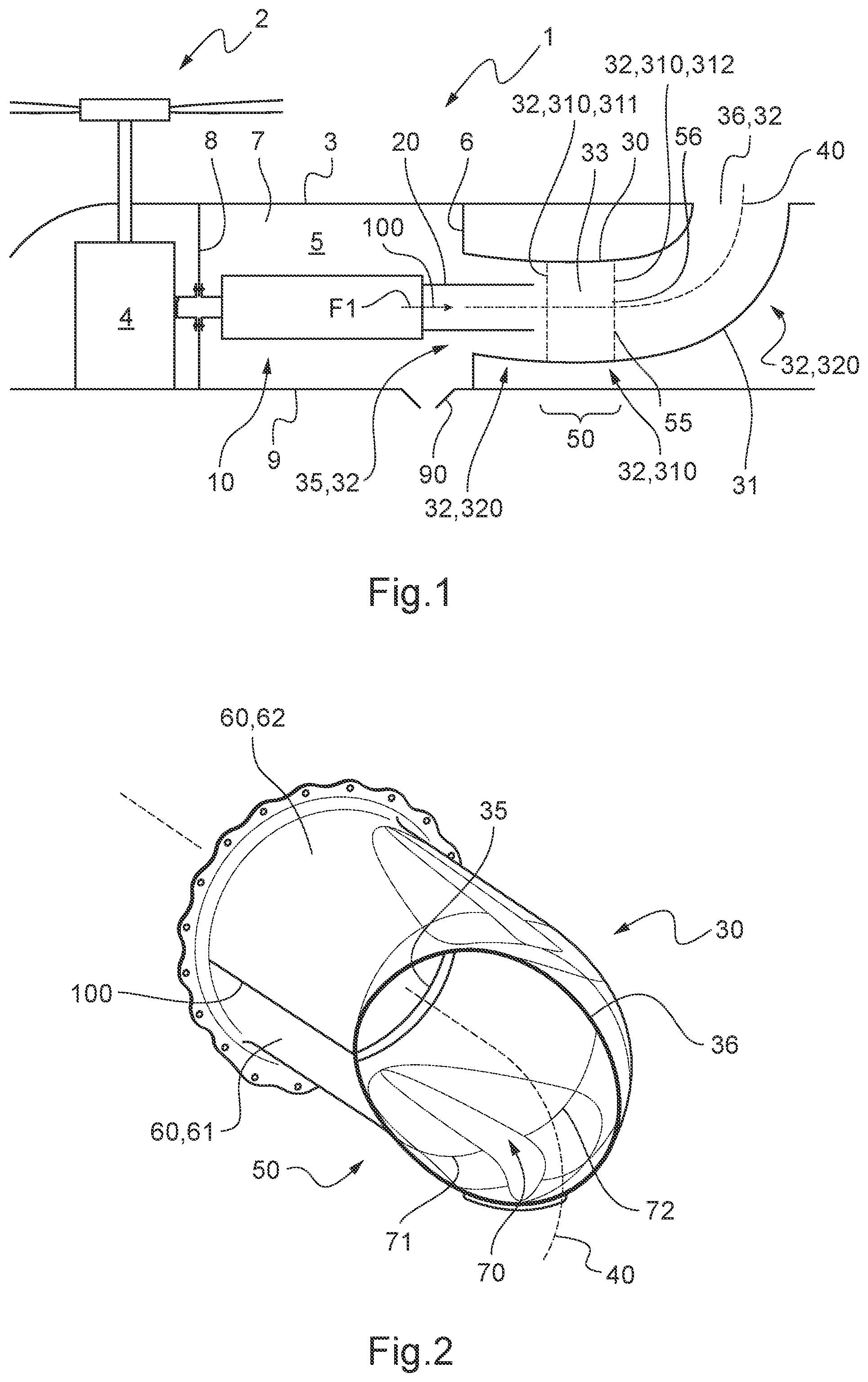 Patent US12325527 — Aircraft provided with an engine and an exhaust duct around an exhaust nozzle of the engine — Figure 1