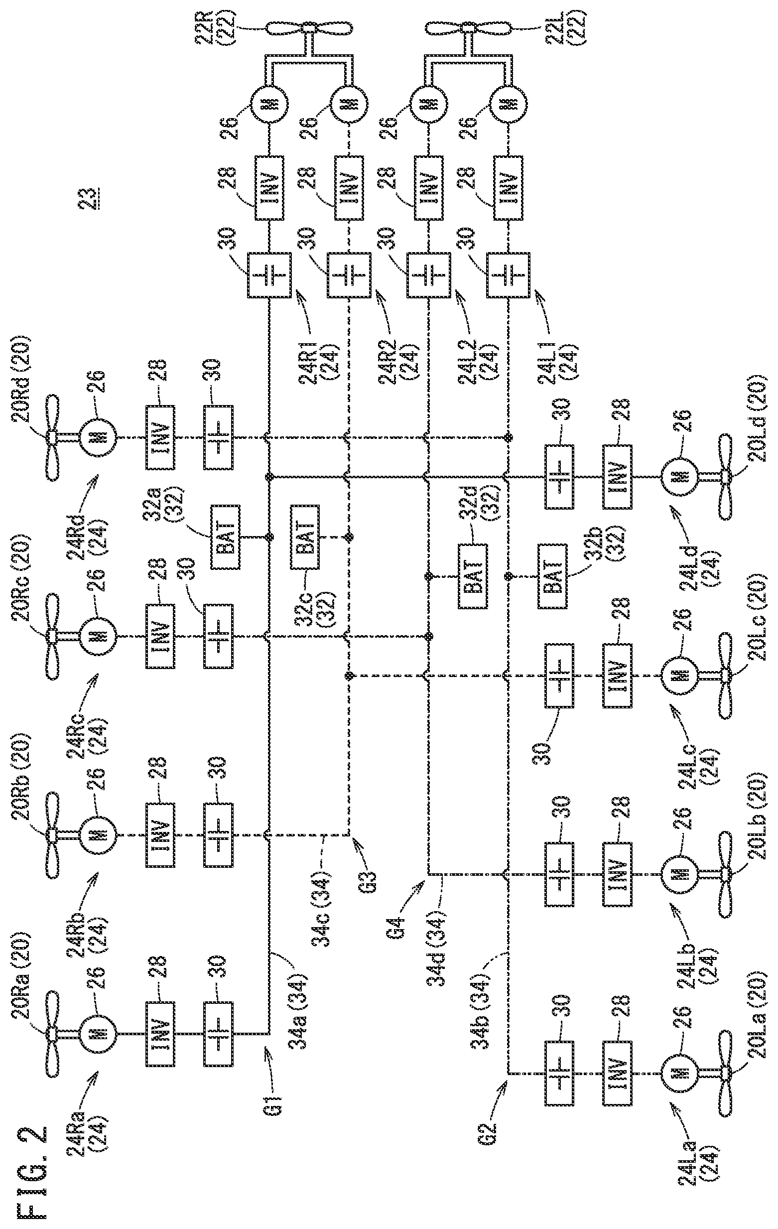 Patent US12325528 Figure 2 – Aircraft cooling system including parallel cooling circuits with common pipe