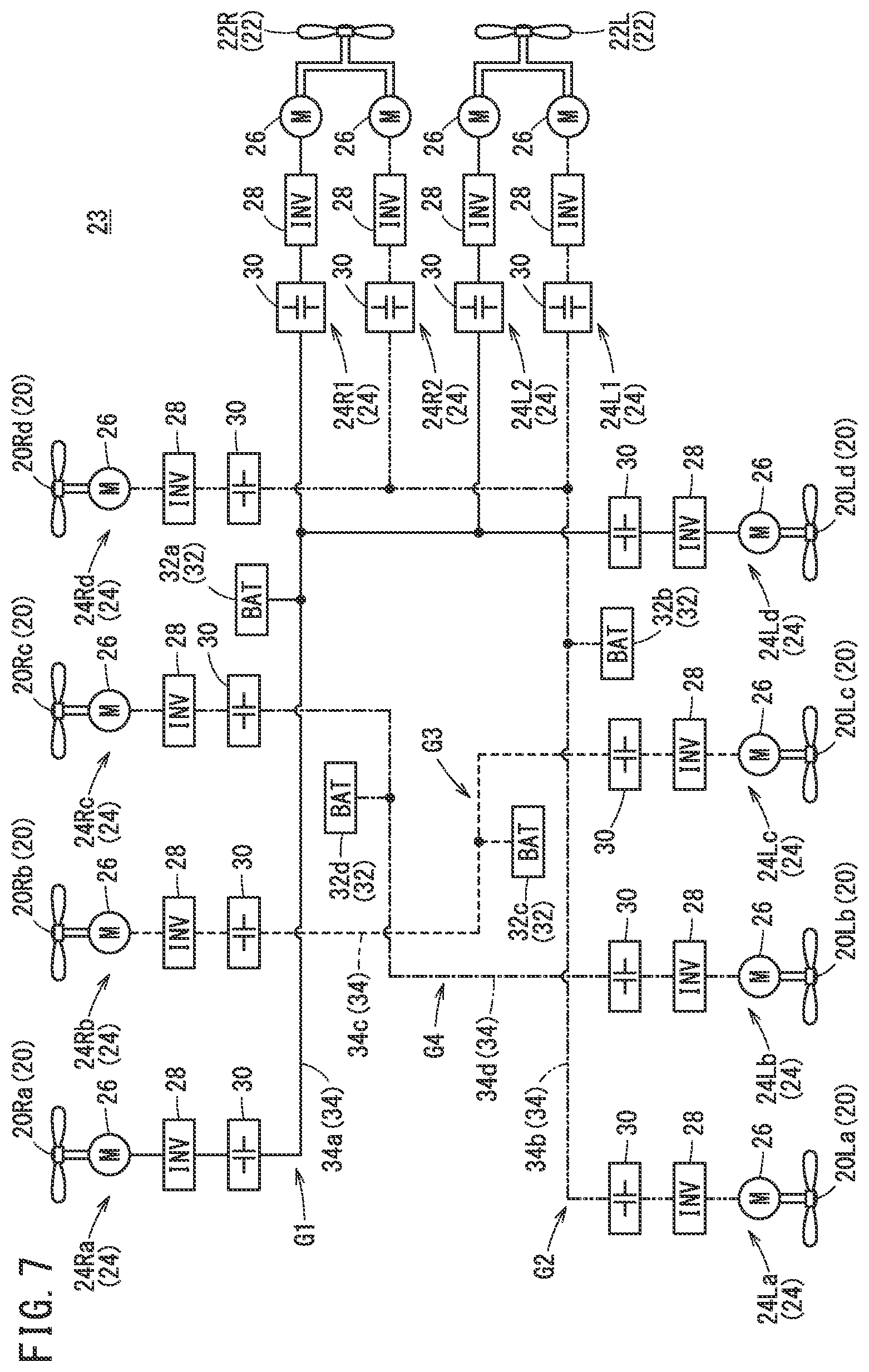 Patent US12325528 Figure 7 – Aircraft cooling system including parallel cooling circuits with common pipe