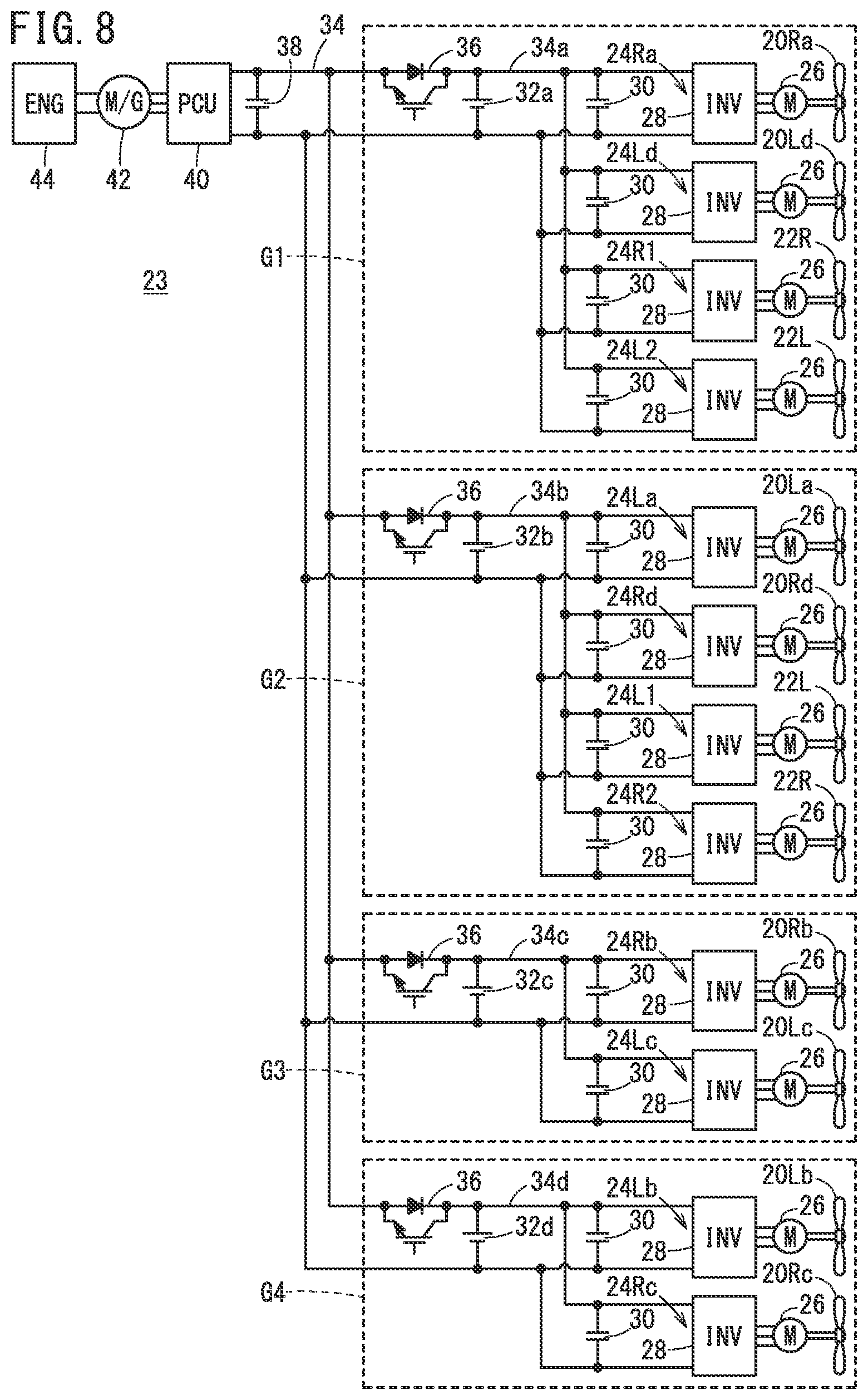 Patent US12325528 Figure 8 – Aircraft cooling system including parallel cooling circuits with common pipe