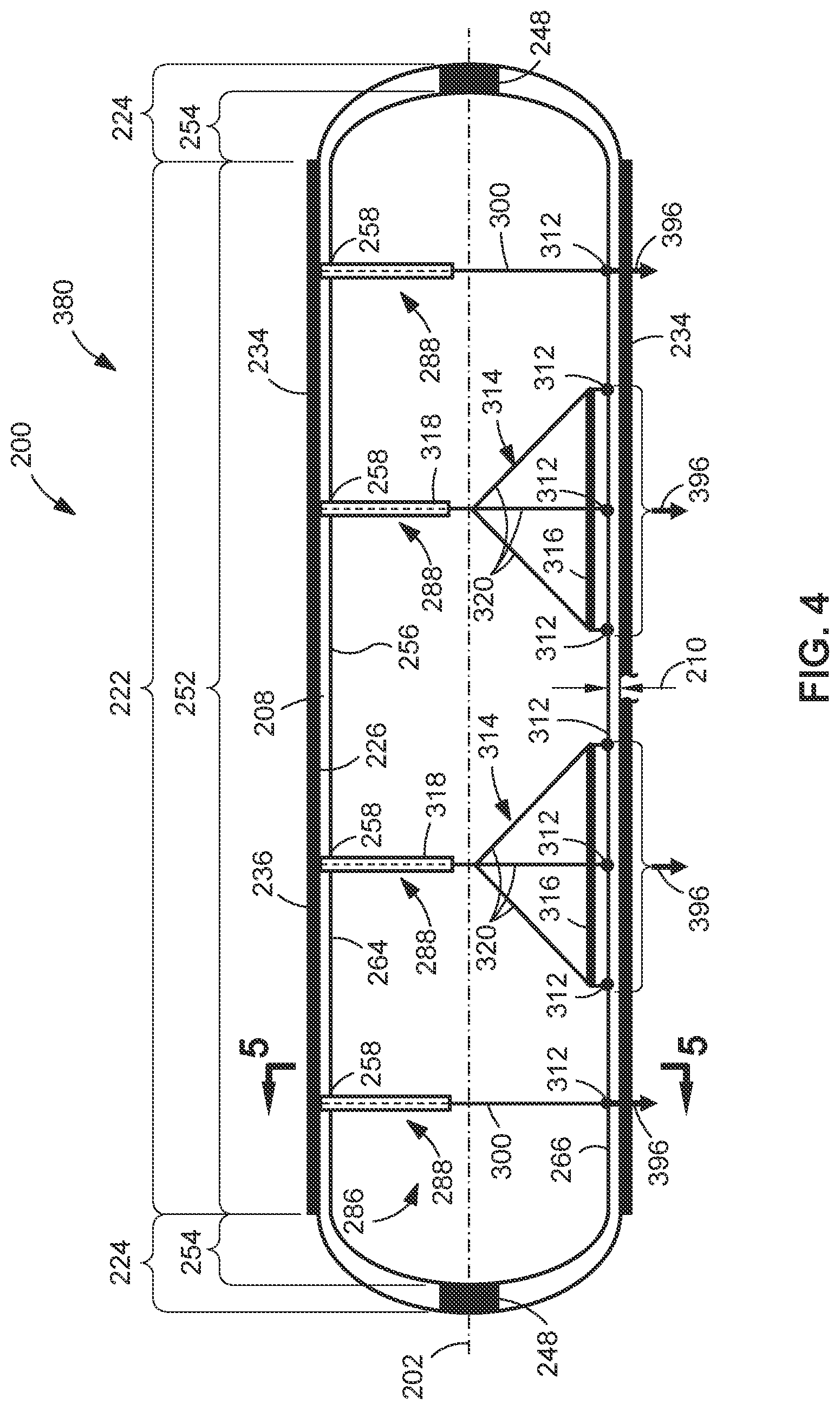 Patent US12325529 Figure 3 – System and method of controlling the deflections of a pressure tank mounted within a vacuum tank