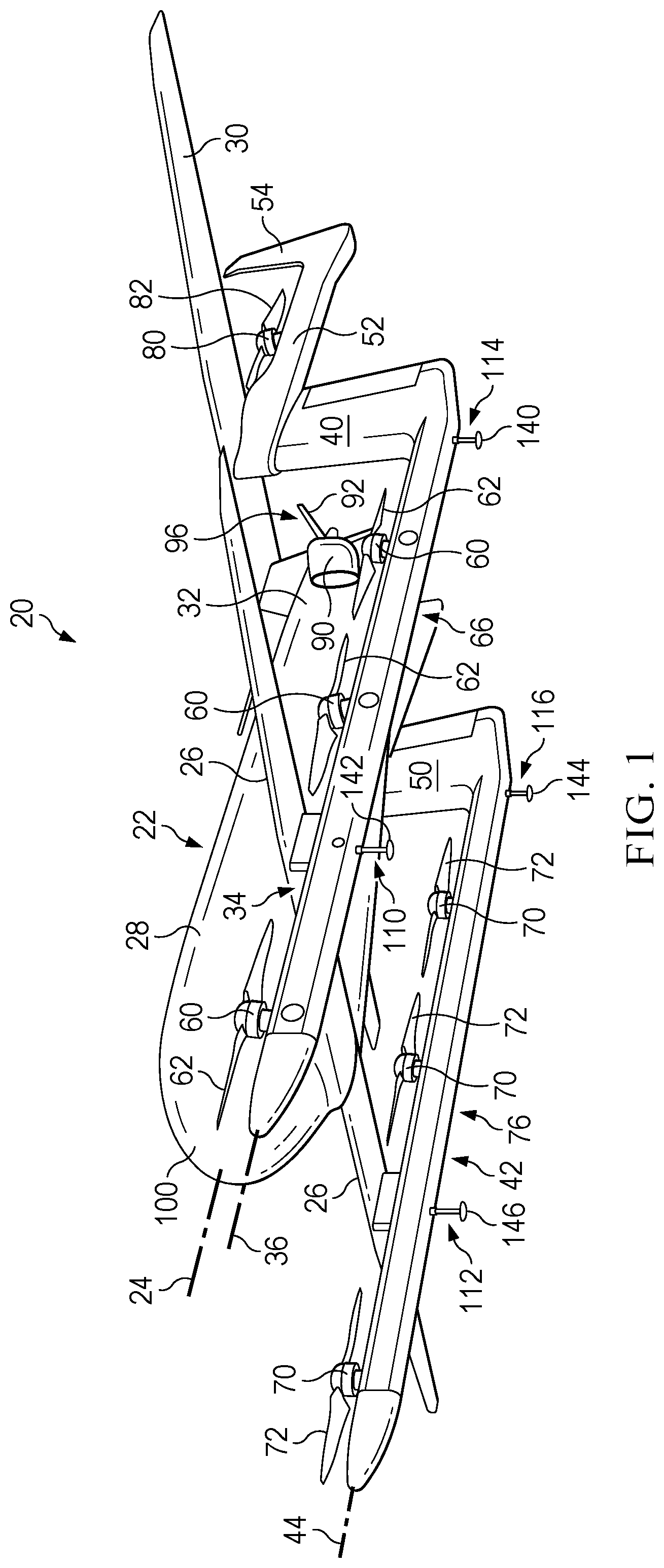 Patent US12325540 Figure 1 – Aircraft with multifunctional structure