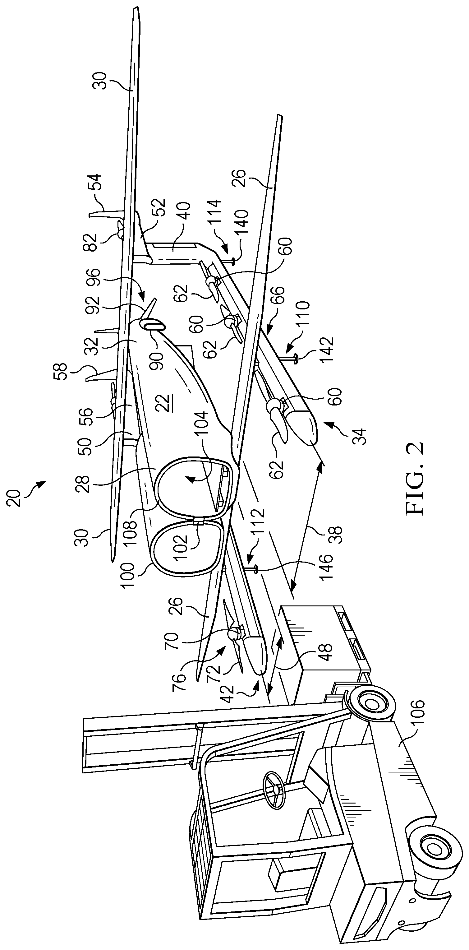 Patent US12325540 Figure 2 – Aircraft with multifunctional structure