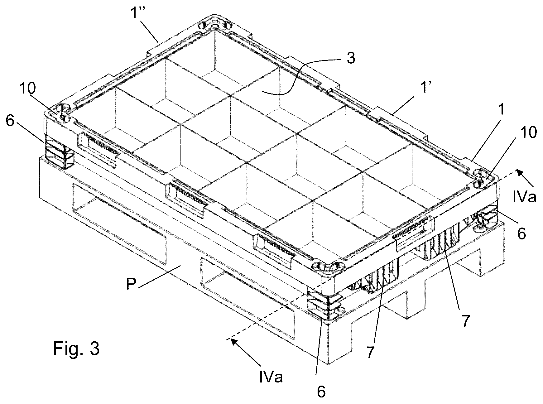 Patent US12325551 Figure 3 – Frame for pallets