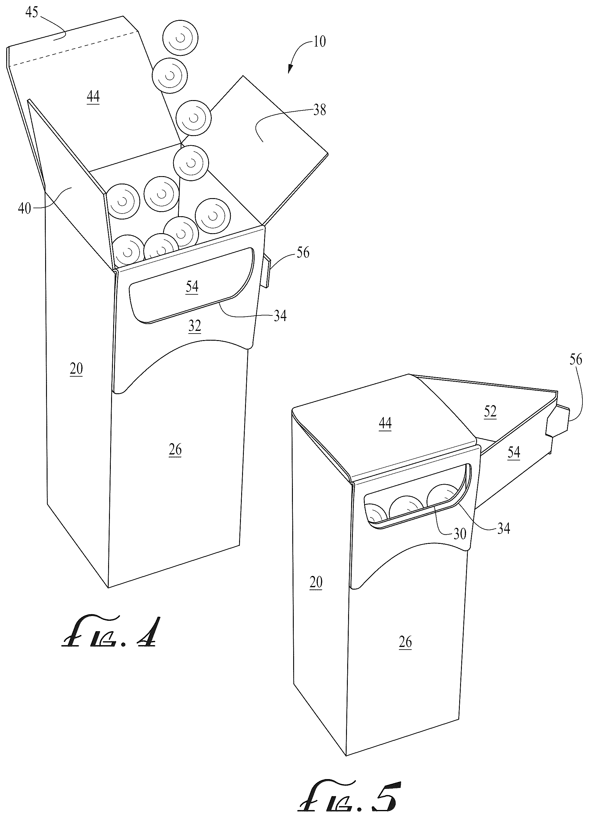 Patent US12325564 Figure 3 – Seal ends box with horizontal slide openings for dispensing