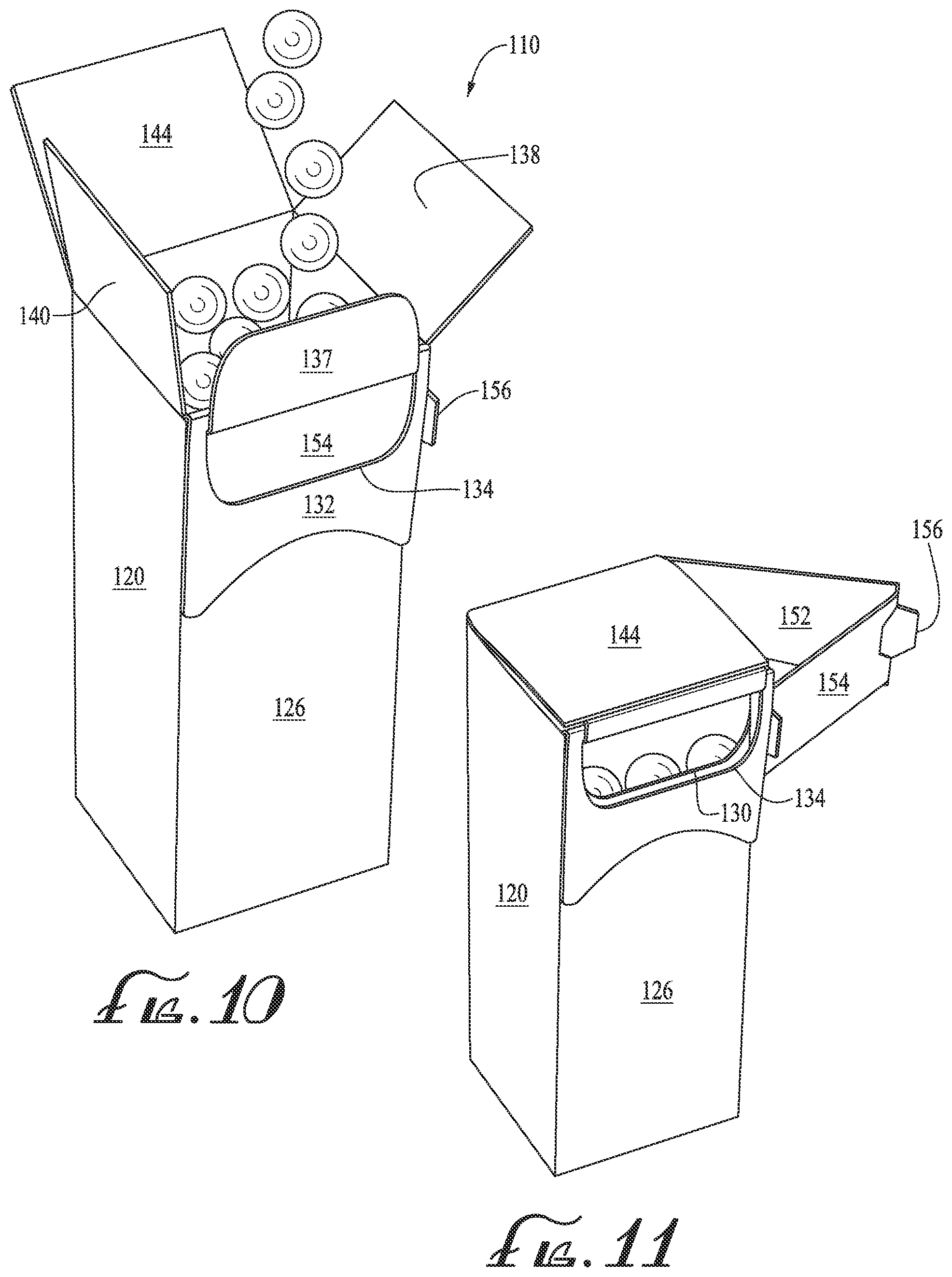Patent US12325564 Figure 7 – Seal ends box with horizontal slide openings for dispensing