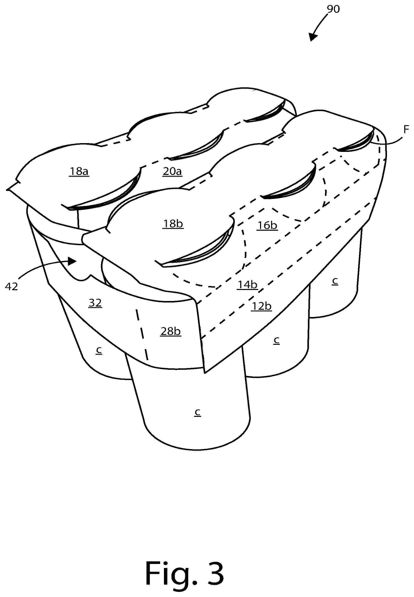 Patent US12325570 Figure 3 – Carton and carton blank