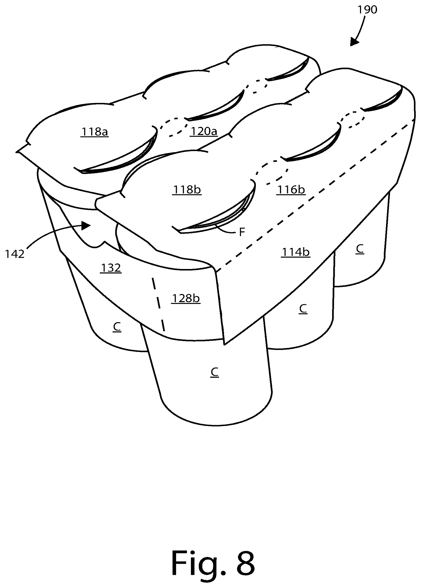 Patent US12325570 Figure 8 – Carton and carton blank
