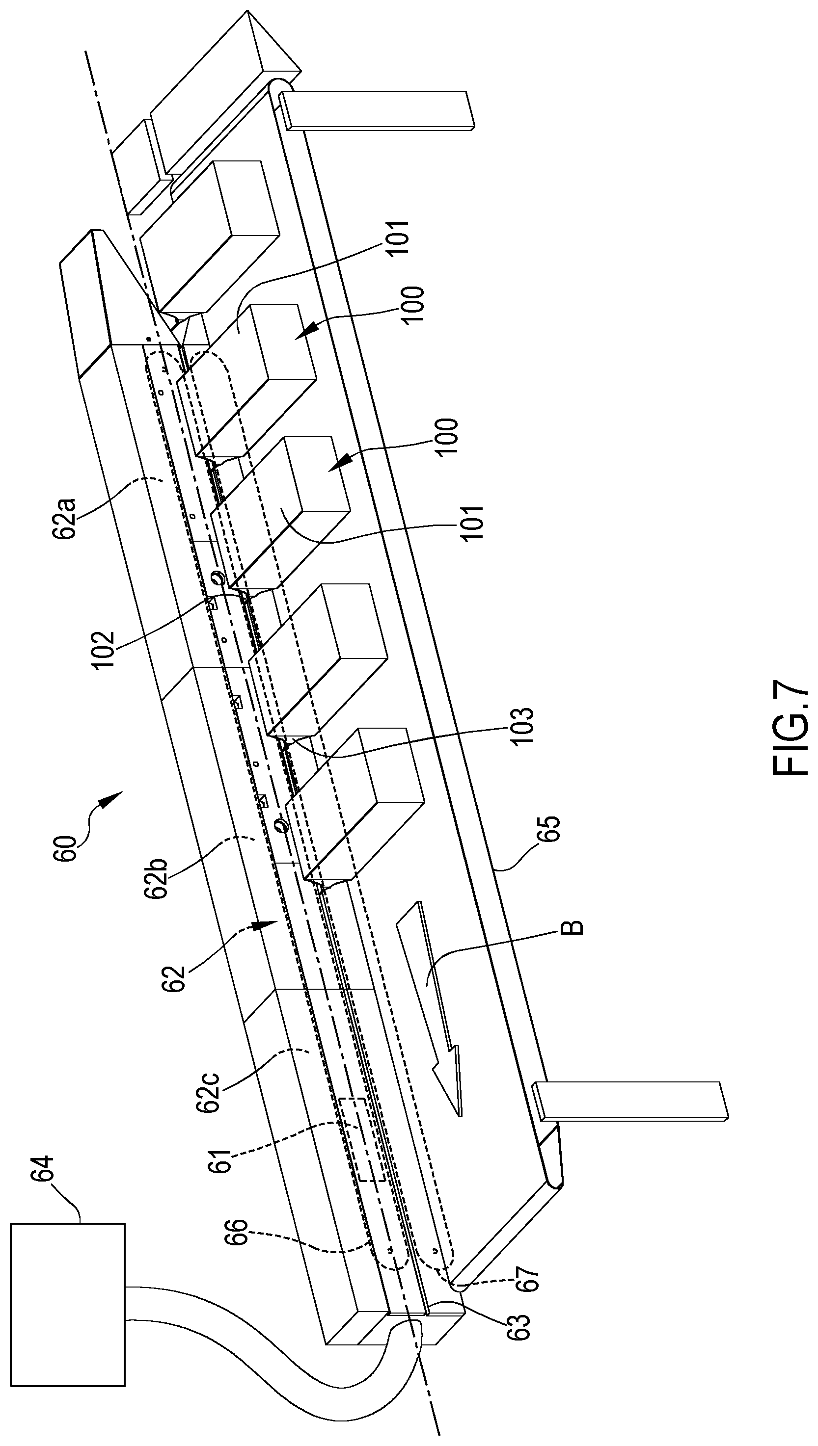 Patent US12325571 Figure 6 – Heat shrink apparatus and device for packaging, and packaging line and process using said heat shrink apparatus and device
