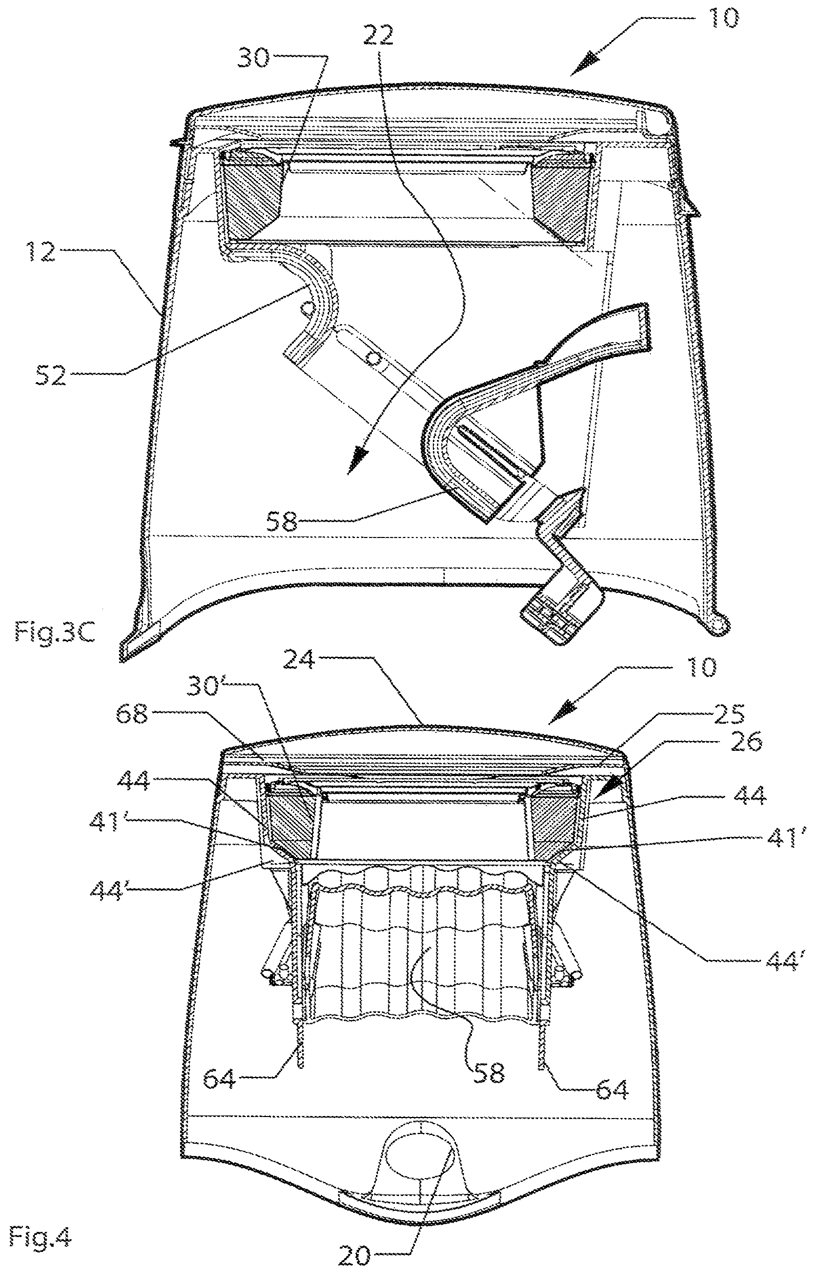 Patent US12325581 Figure 4 – Cassette and apparatus for packing disposable objects into an elongated tube of flexible material