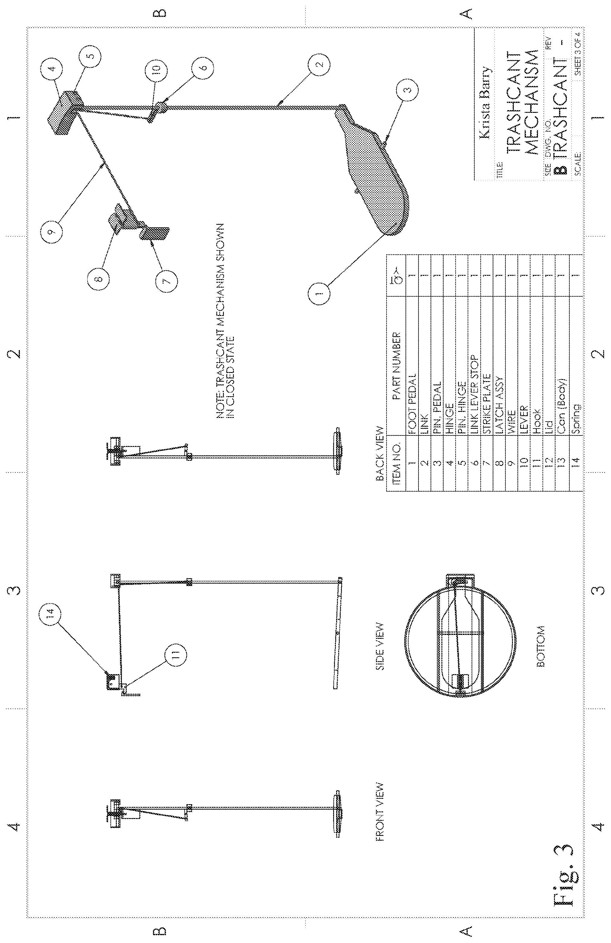 Patent US12325583 Figure 3 – Trash can with auto lid locking mechanism