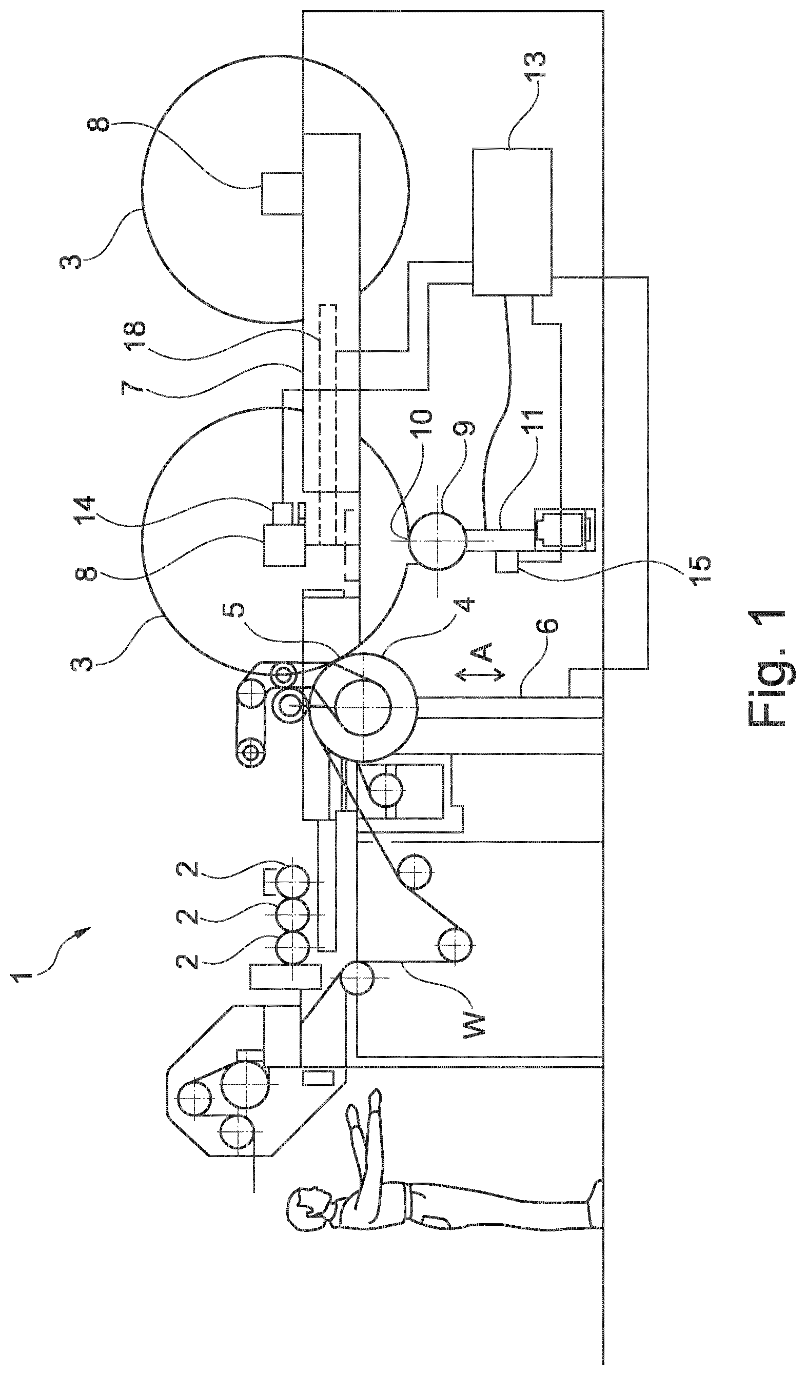 Patent US12325605 — Method and a machine for winding a web onto spools to form a succession of web reels — Figure 1