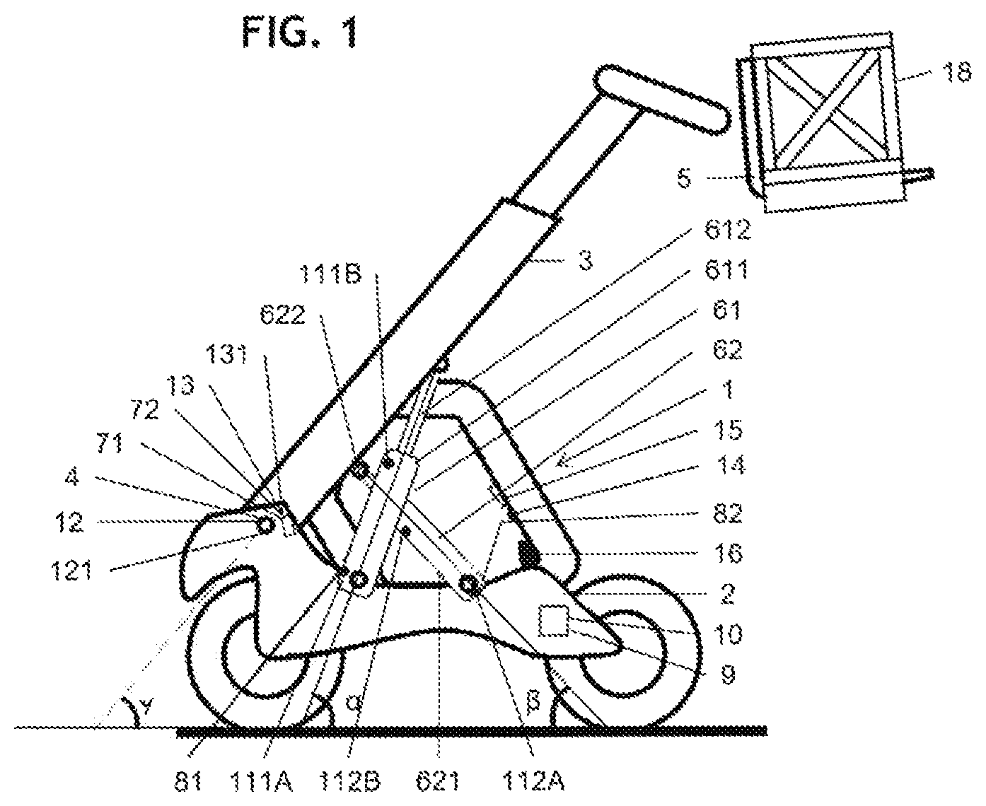 Patent US12325614 Figure 1 – Load-handling vehicle