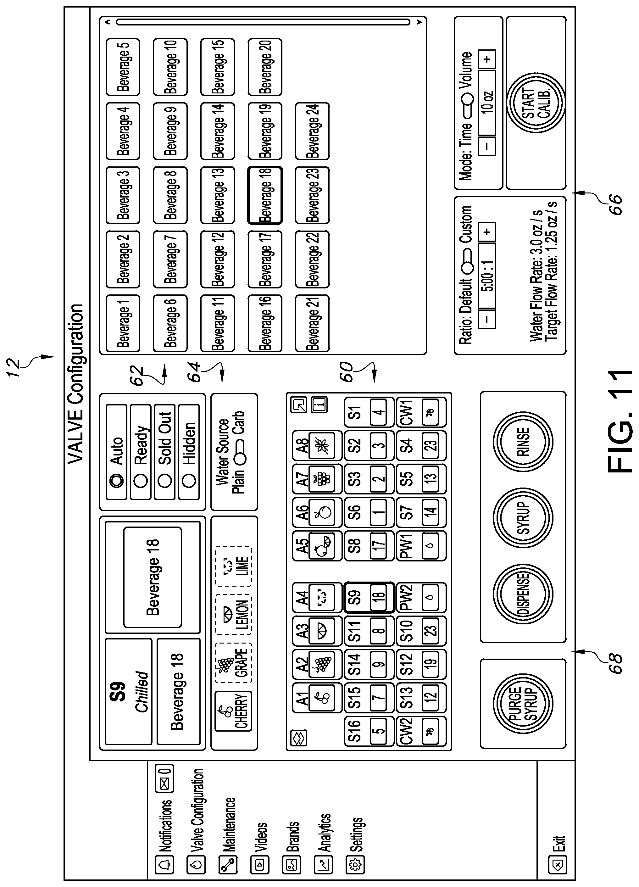 Patent US12325616 Figure 11 – Method and apparatus for configuring and maintaining a beverage dispenser
