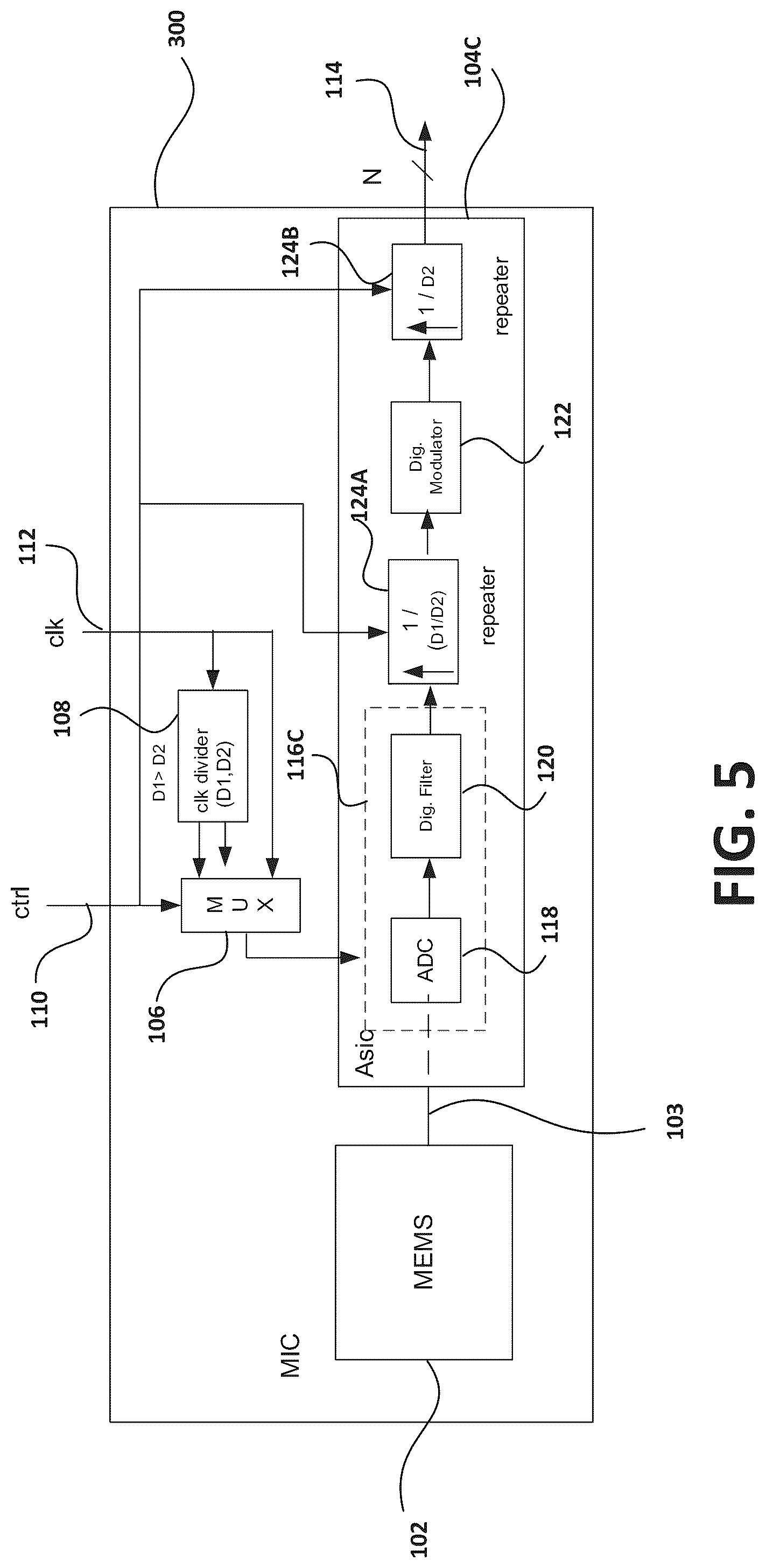 Patent US12325627 Figure 6 – Configurable microphone using internal clock changing
