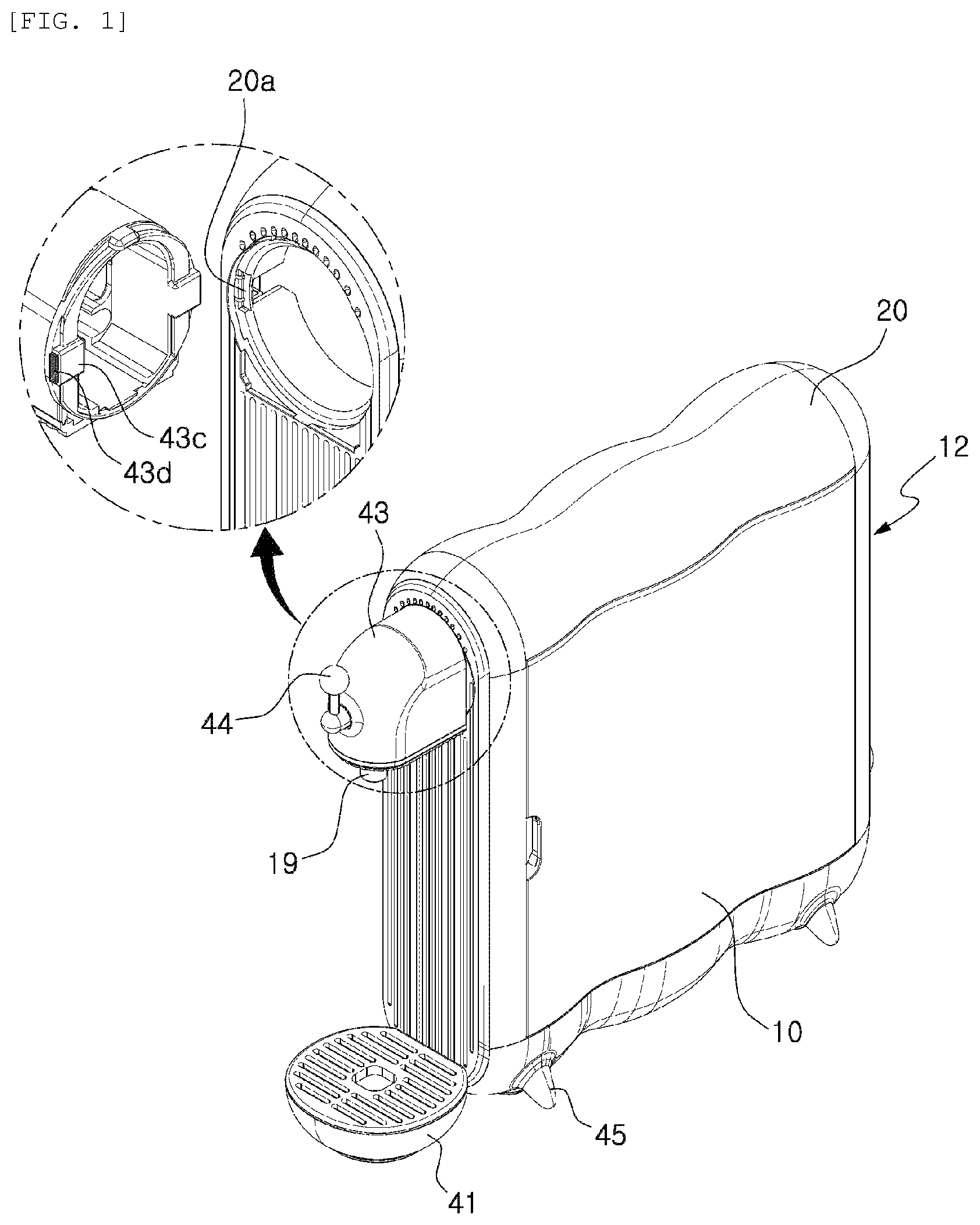 Patent US12325644 Figure 1 – Non-electric water purifier