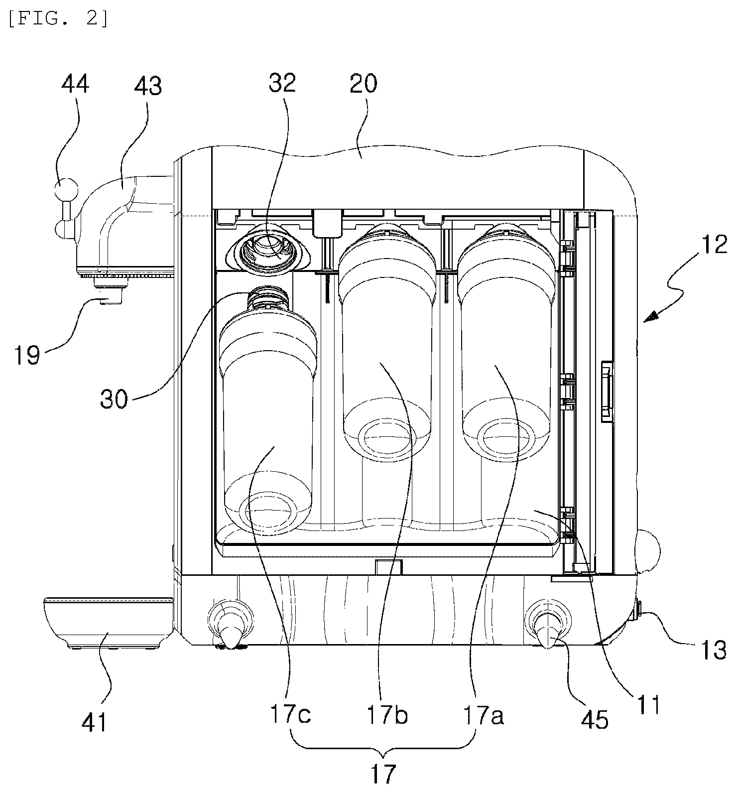 Patent US12325644 Figure 2 – Non-electric water purifier