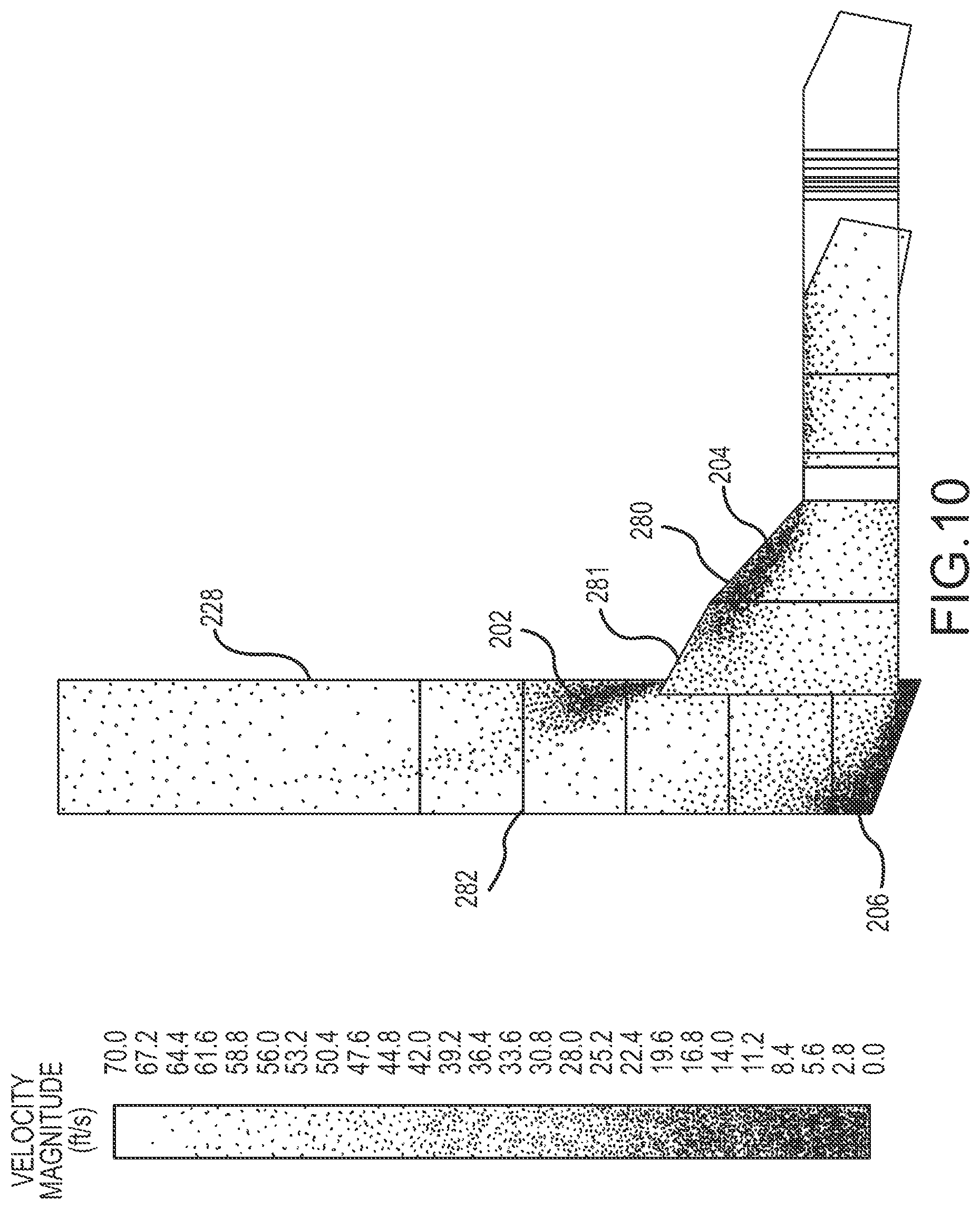 Patent US12325828 Figure 10 – Exhaust flow modifier, duct intersection incorporating the same, and methods therefor