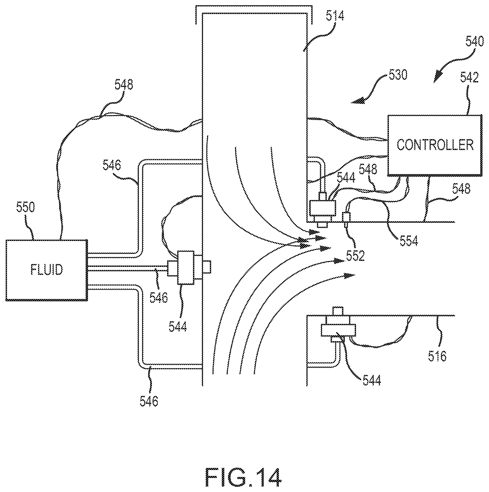 Patent US12325828 Figure 14 – Exhaust flow modifier, duct intersection incorporating the same, and methods therefor