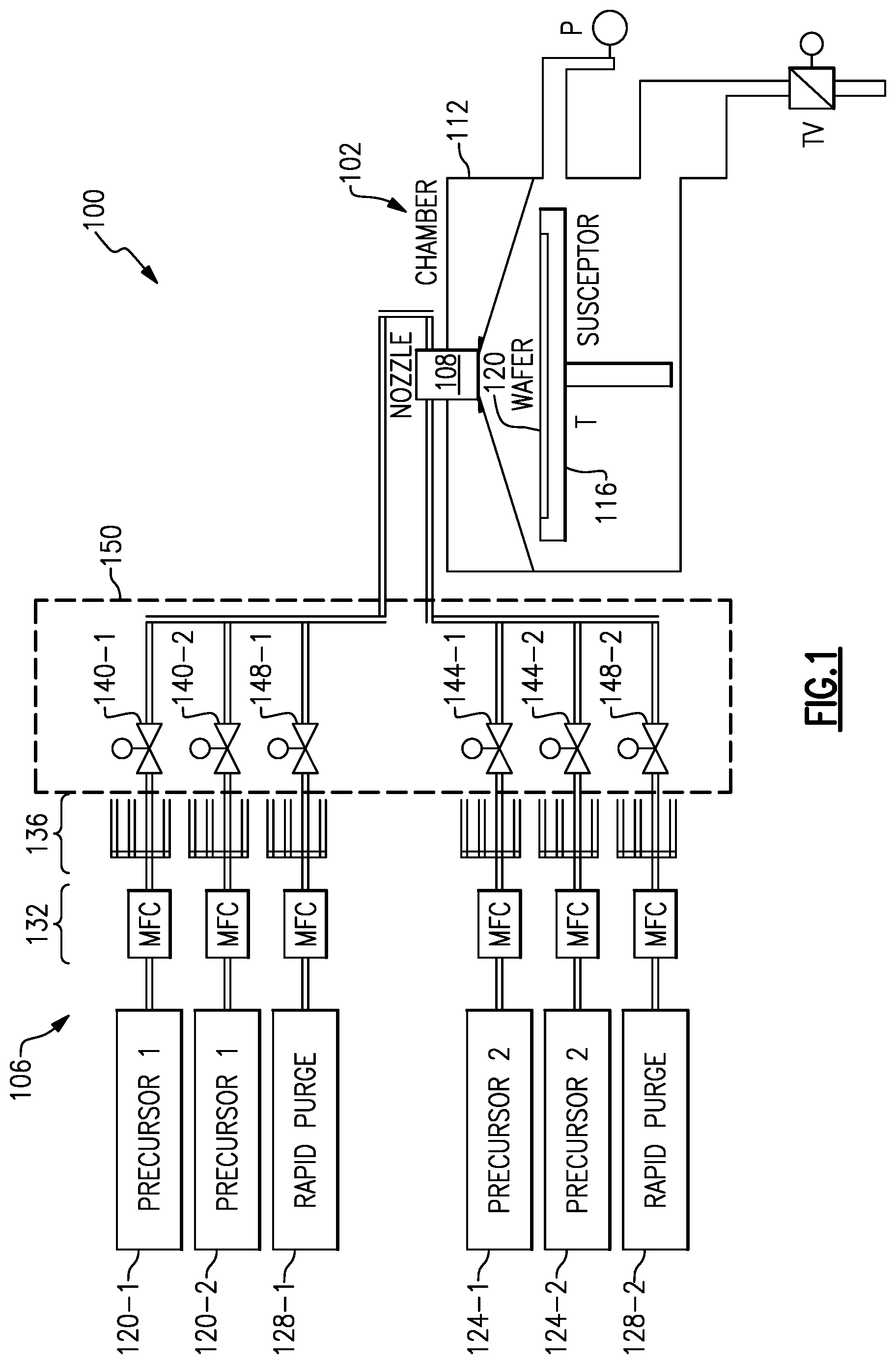 Patent US12325914 Figure 1 – Precursor delivery system and method for cyclic deposition