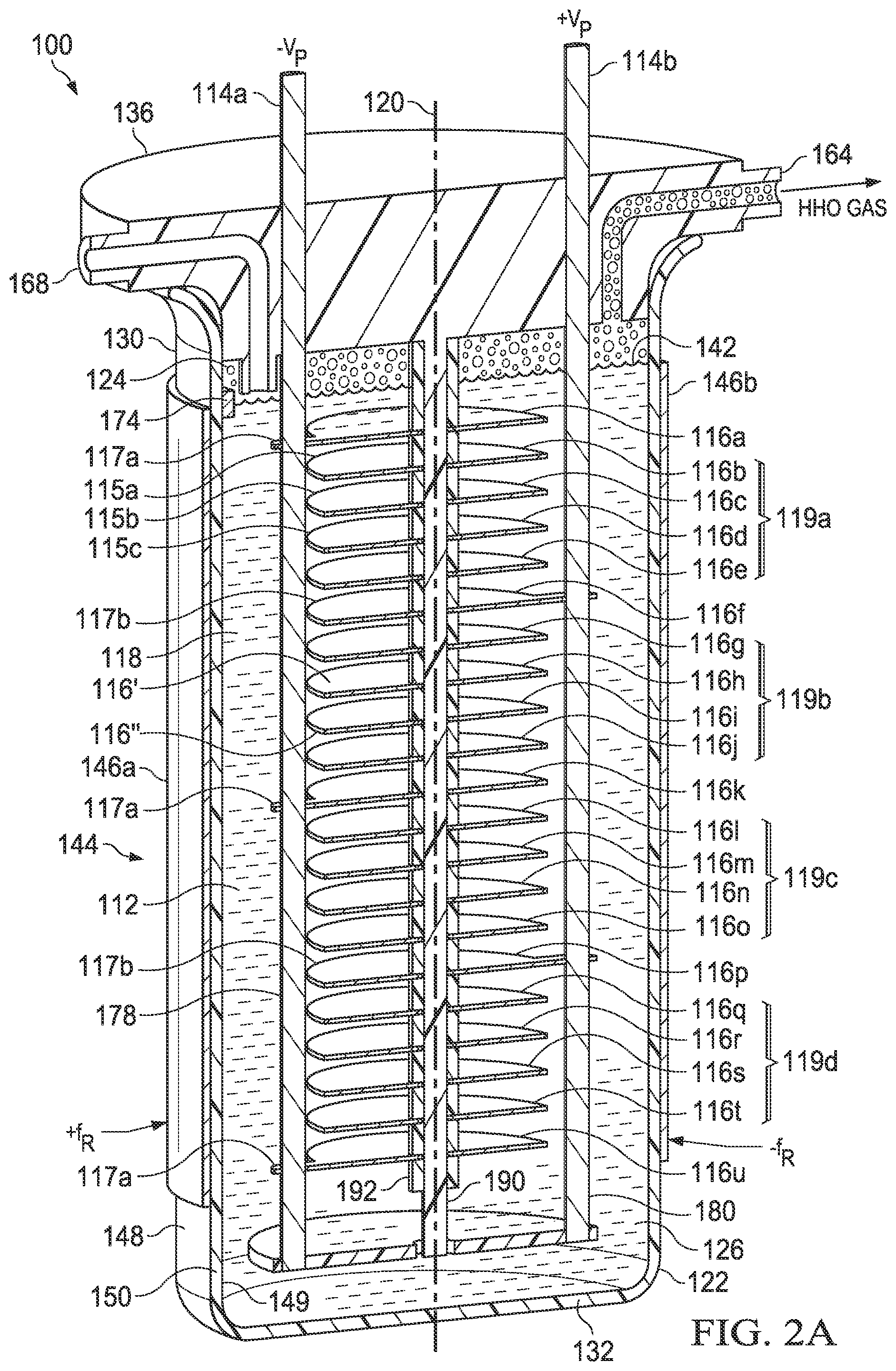 Patent US12325922 Figure 2 – Method and apparatus for splitting water molecules into constituent hydrogen and oxygen gases