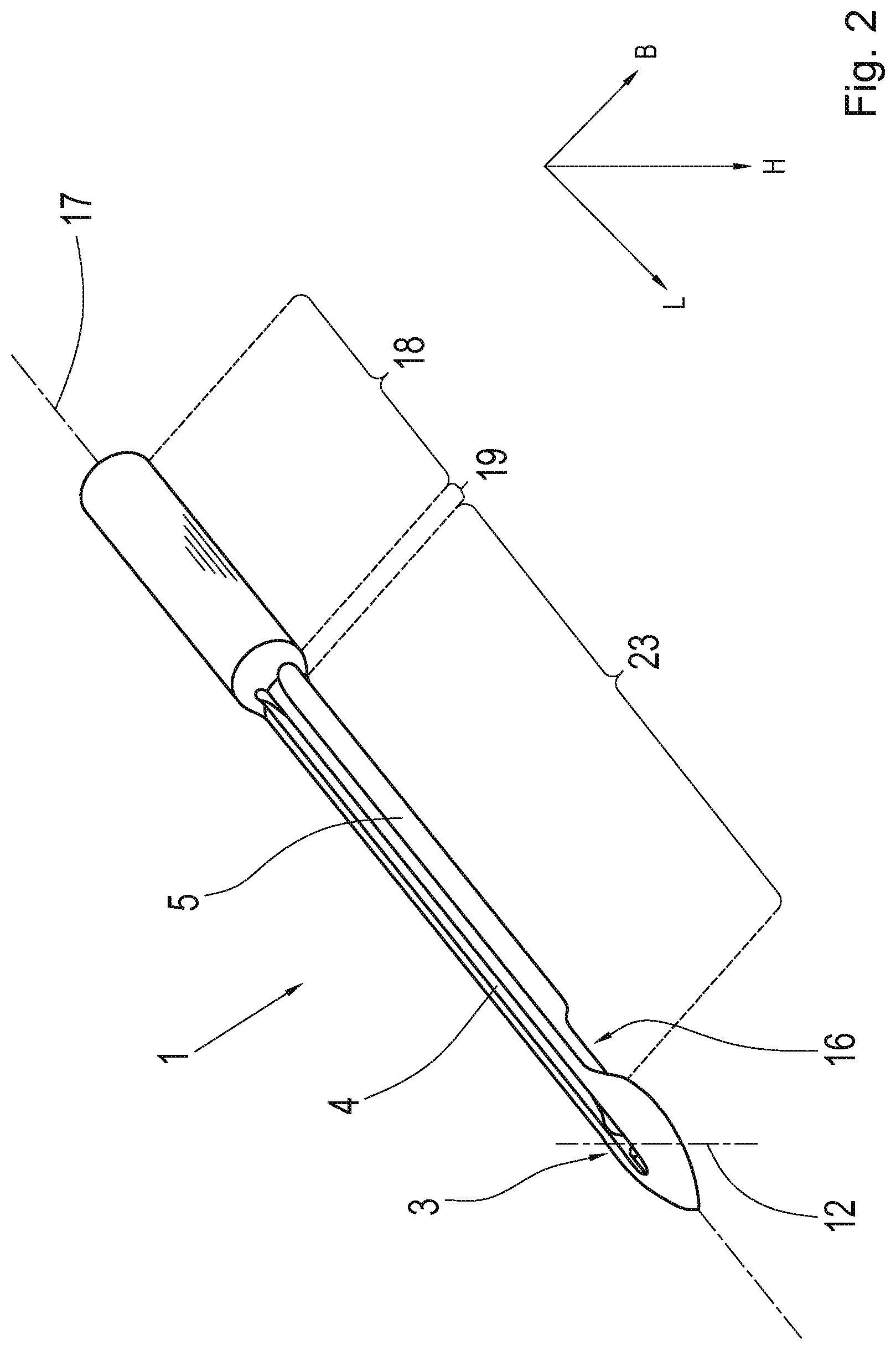 Patent US12325940 Figure 2 – Sewing machine needle having a recess