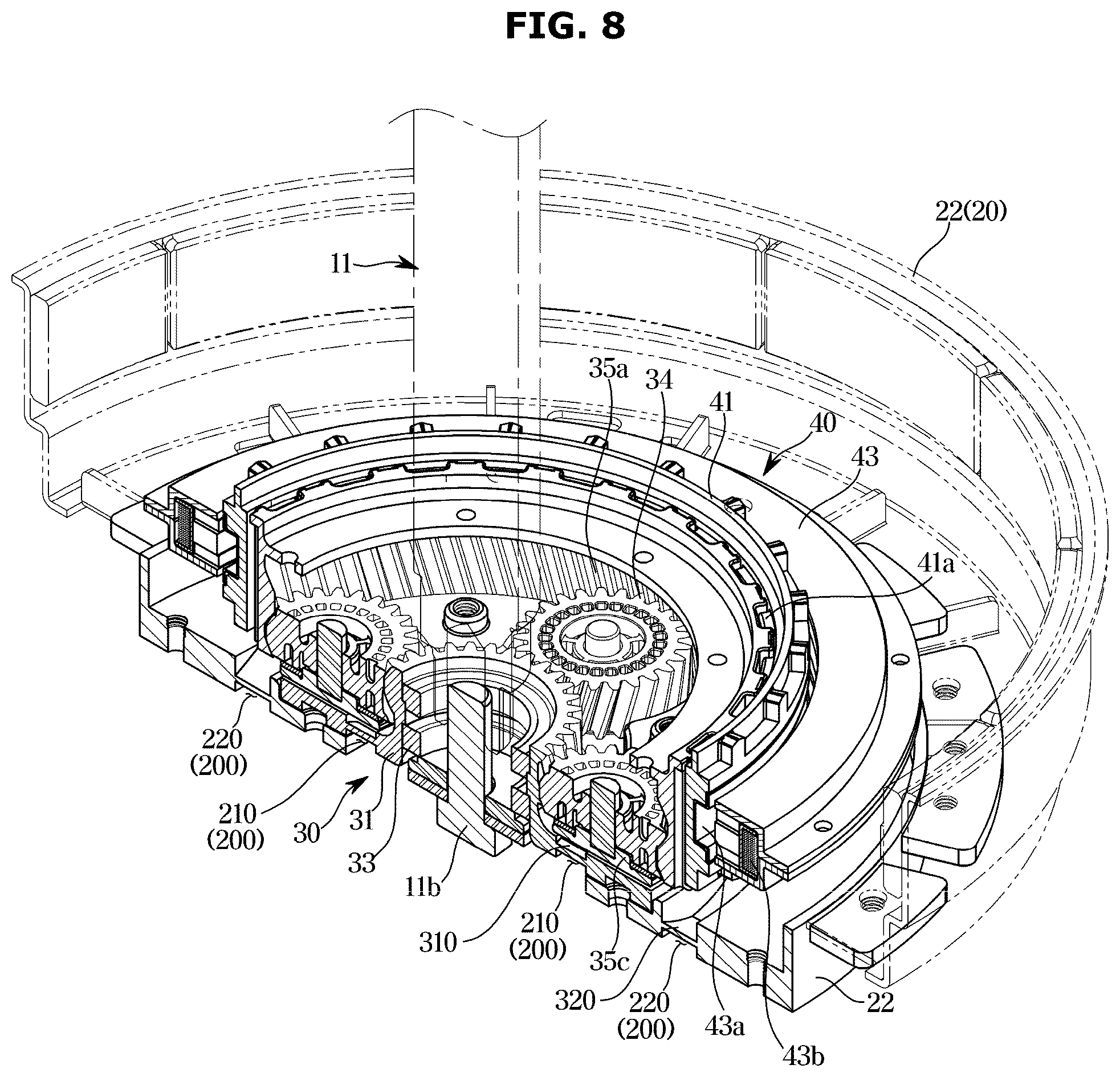 Patent US12325946 Figure 8 – Washing machine