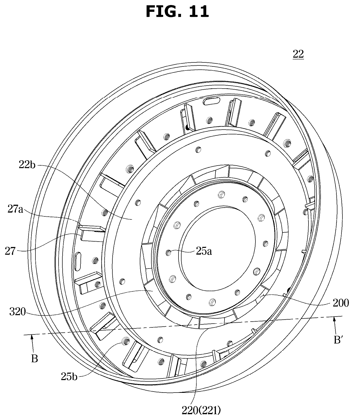 Patent US12325946 Figure 11 – Washing machine