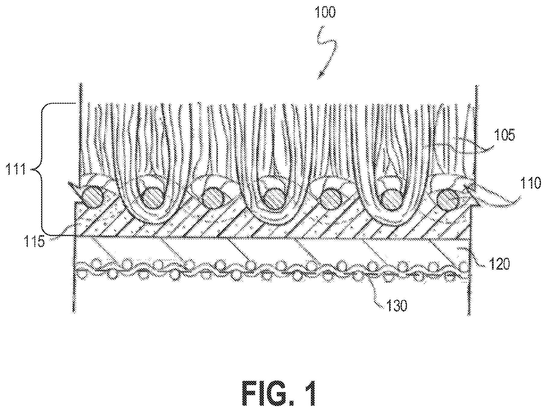 Patent US12325954 Figure 1 – Low weight modular carpet components and methods of making the same