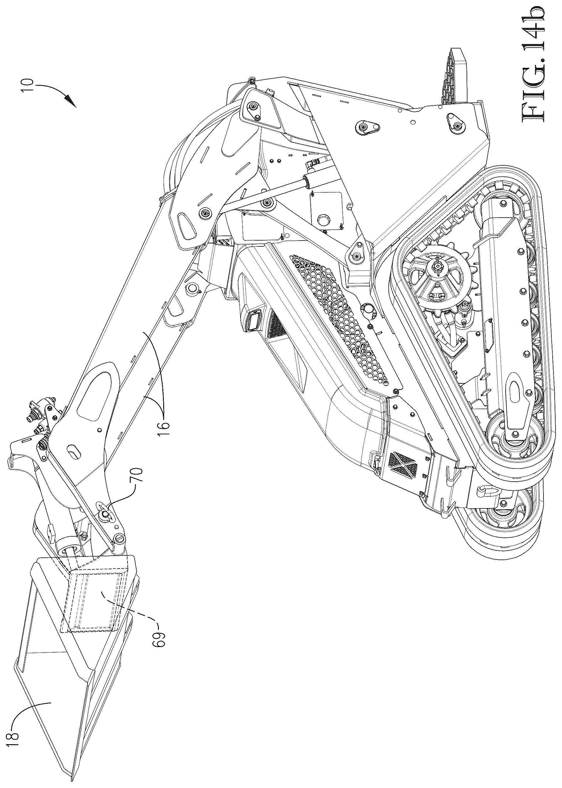 Patent US12325971 Figure 15 – Loader with improved arm path