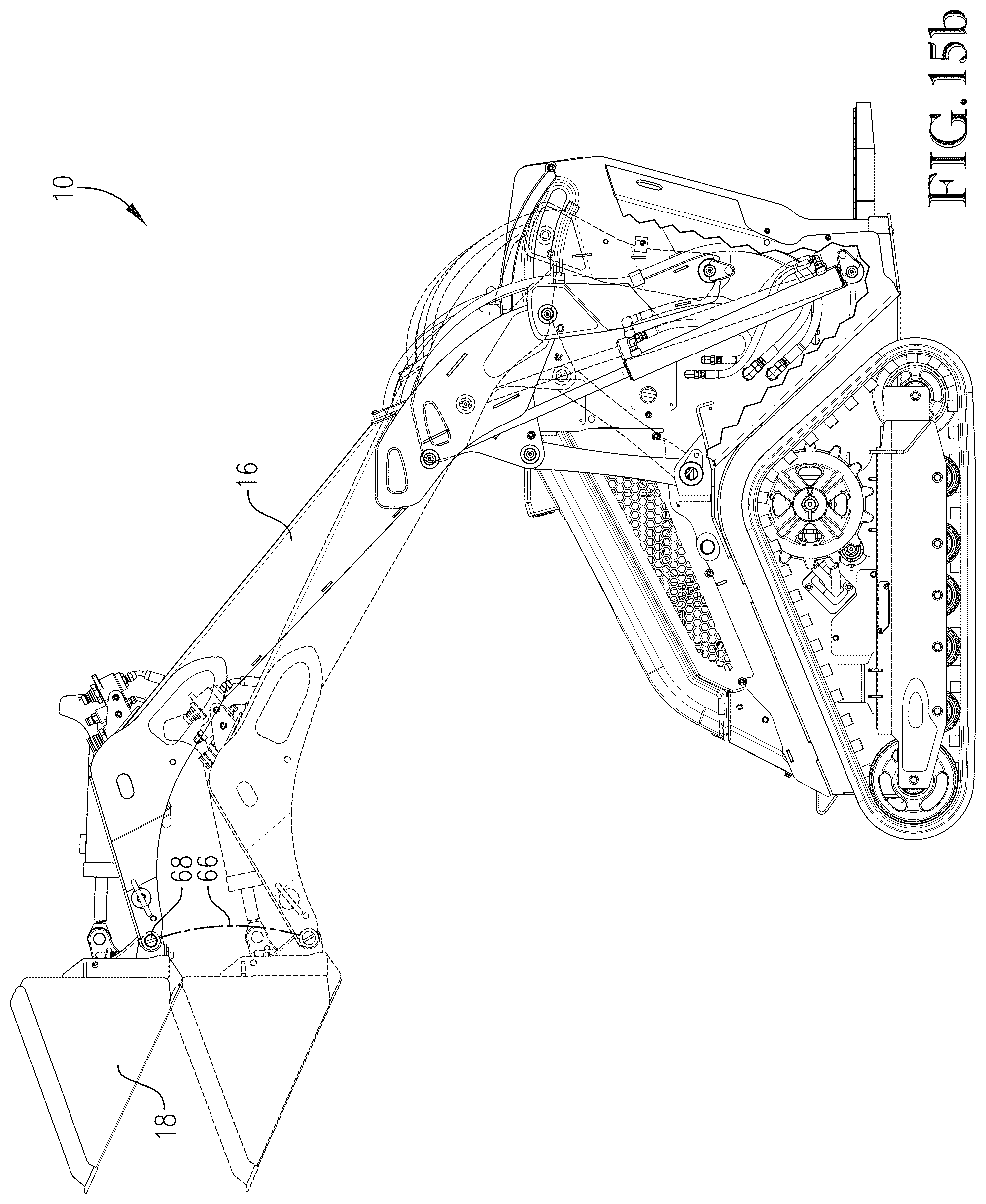 Patent US12325971 Figure 17 – Loader with improved arm path