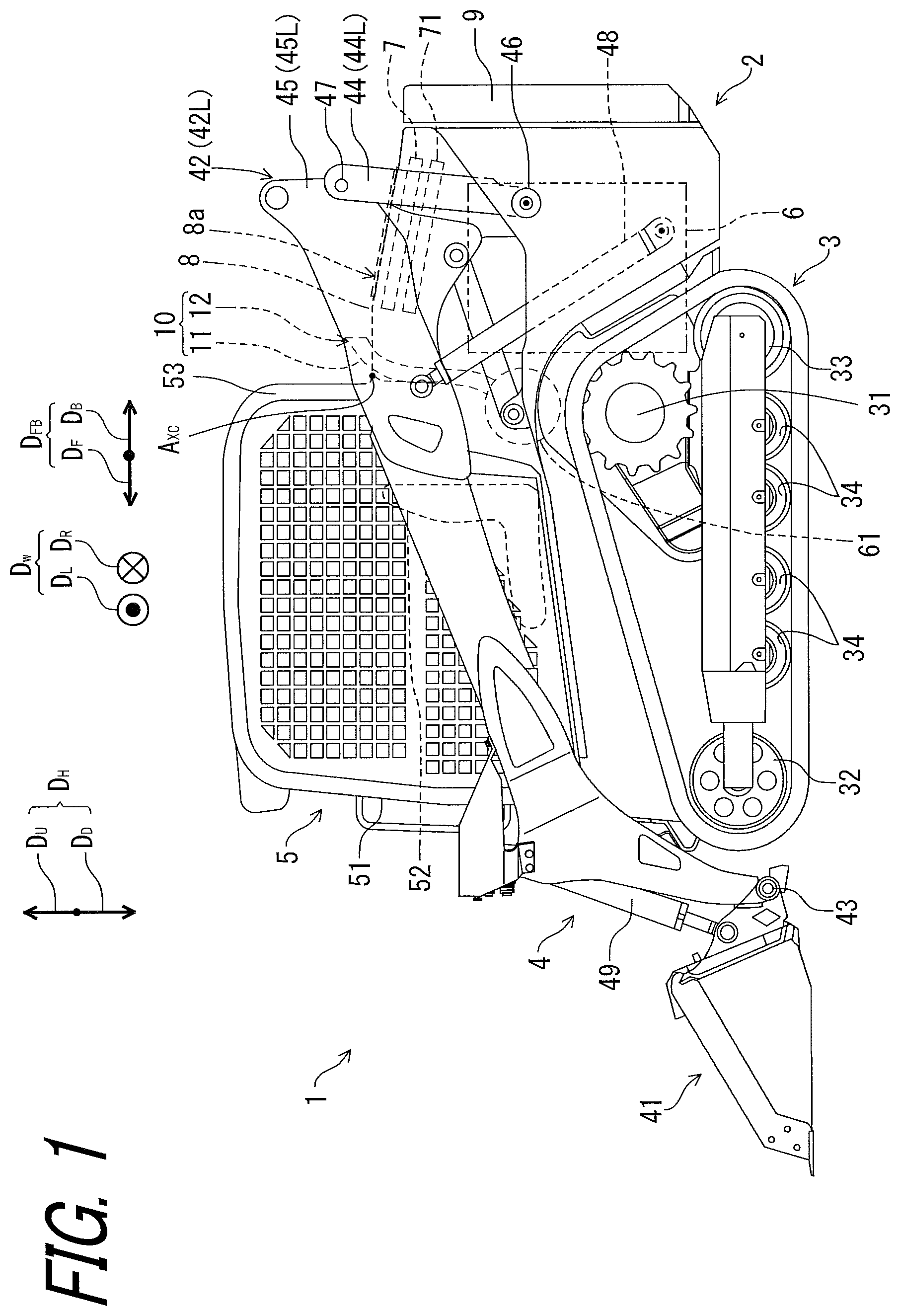 Patent US12325973 Figure 1 – Work vehicle