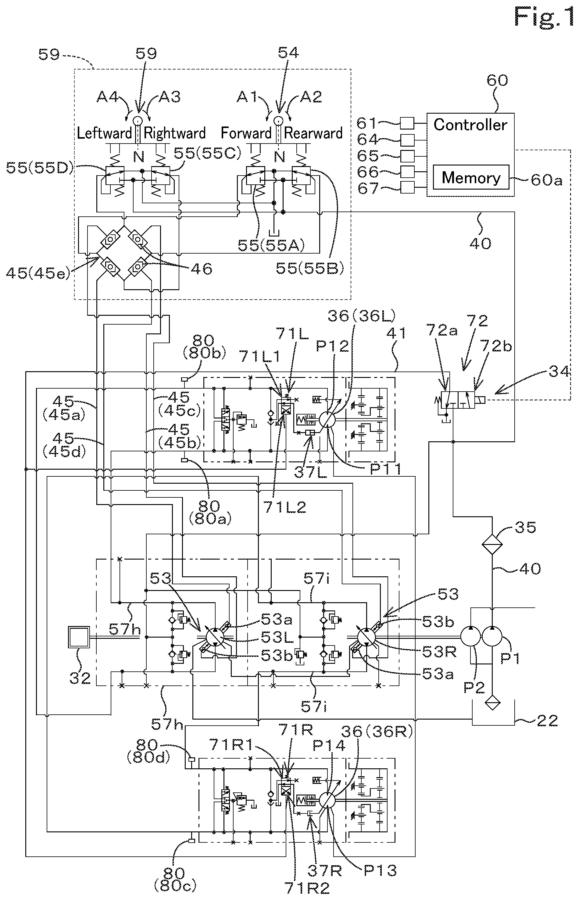 Patent US12325979 Figure 1 – Working machine