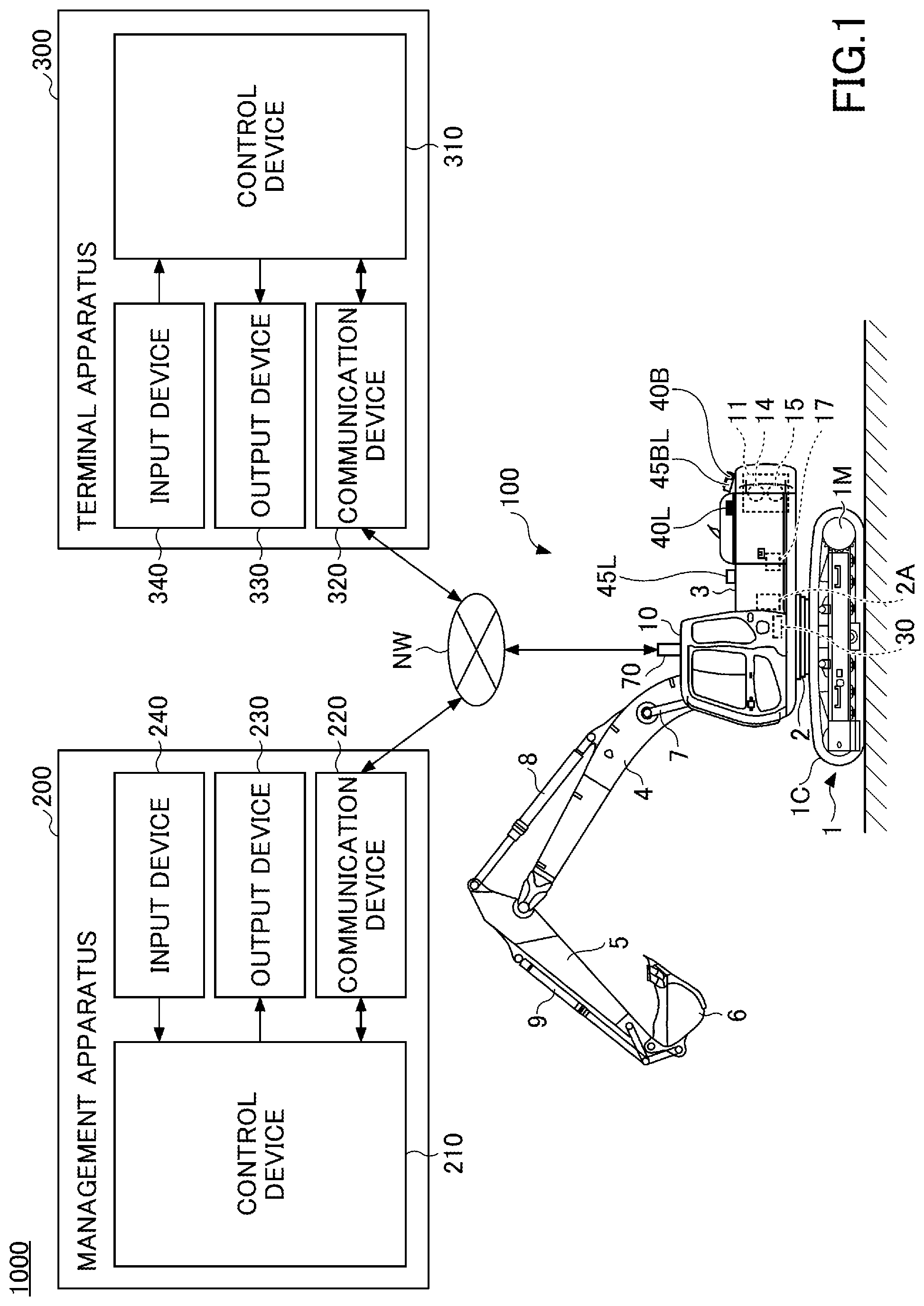 Patent US12325980 Figure 1 – Display device, shovel, and information processing apparatus