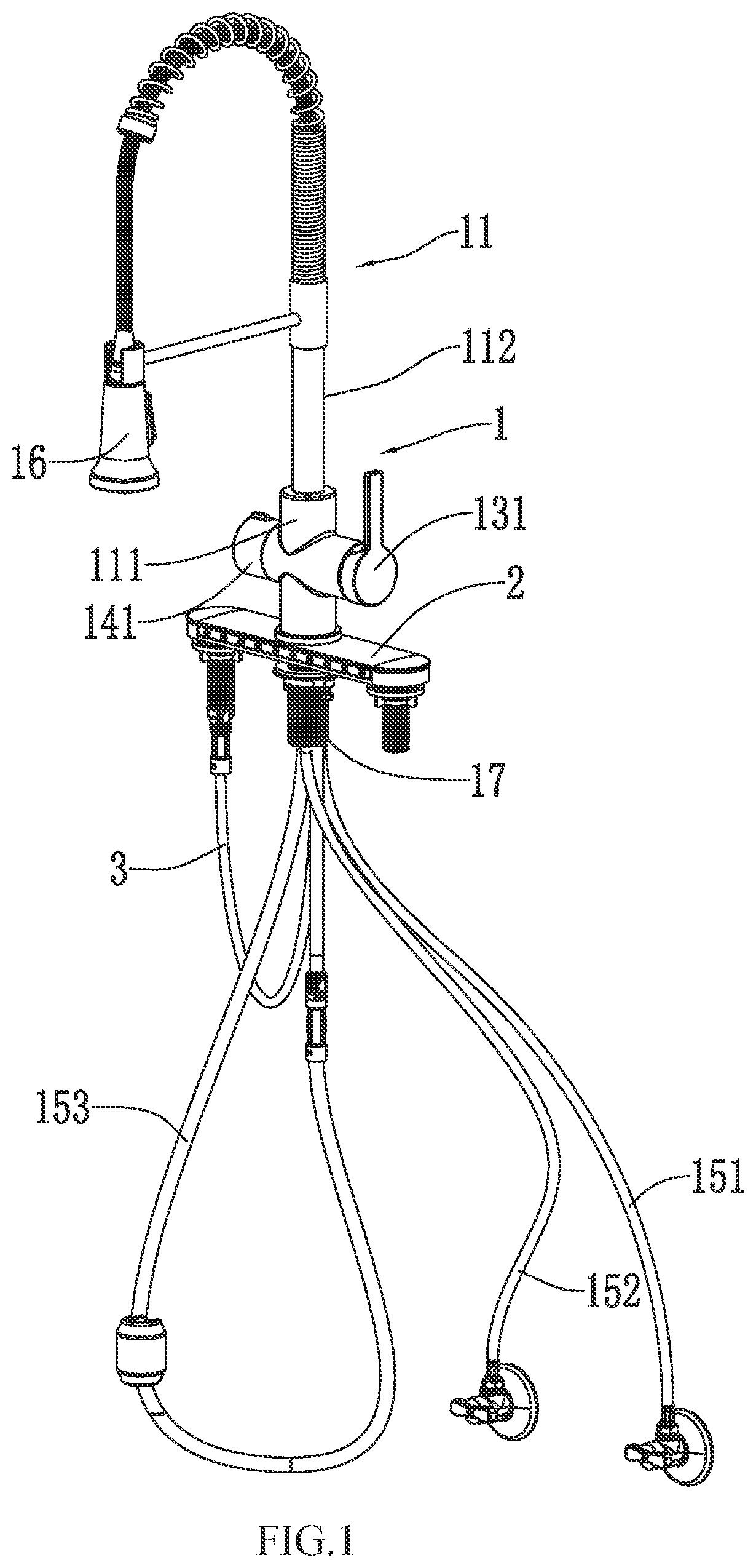 Patent US12325986 Figure 1 – Faucet