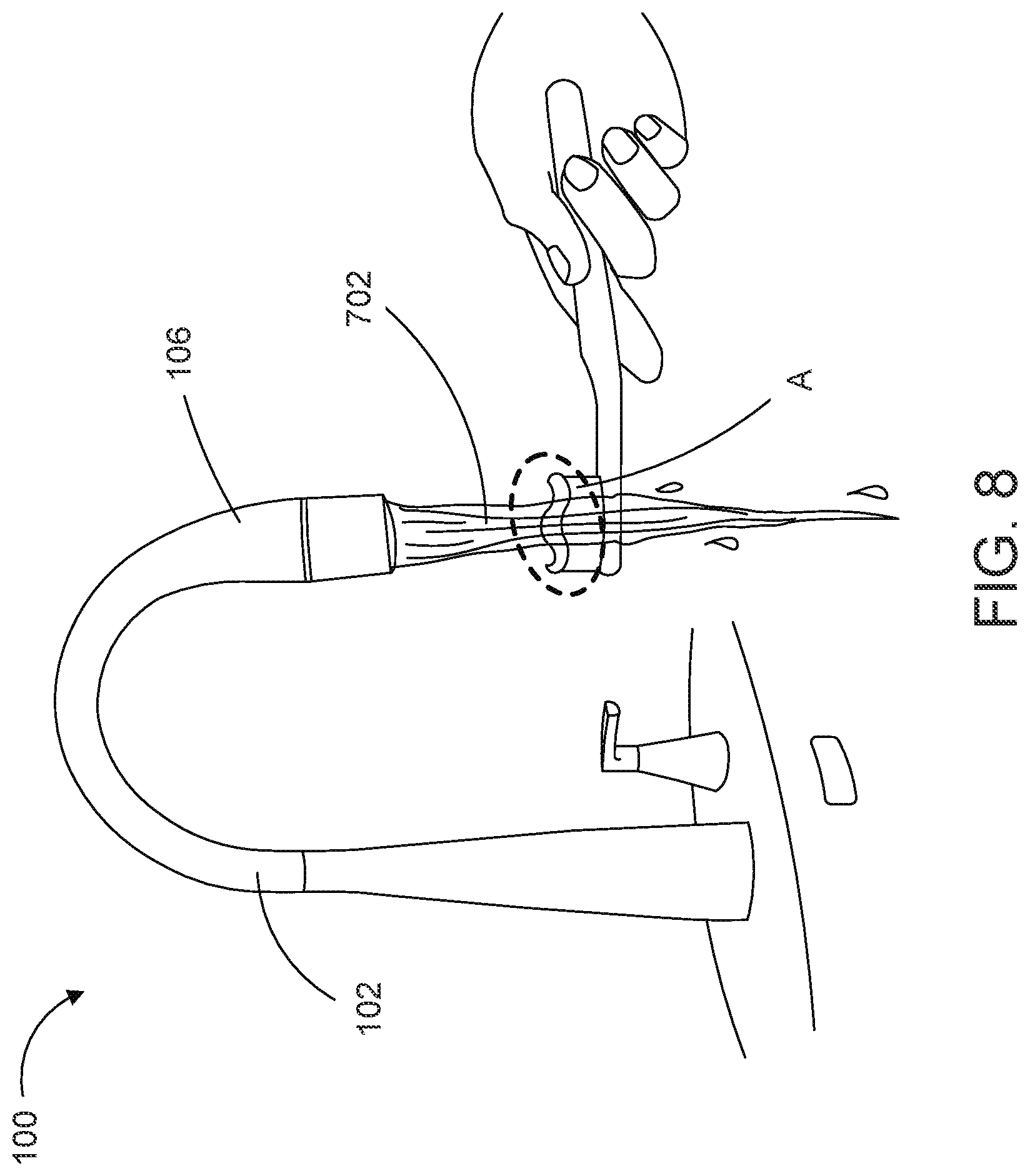 Patent US12325987 Figure 8 – Electronic faucet with auto focus