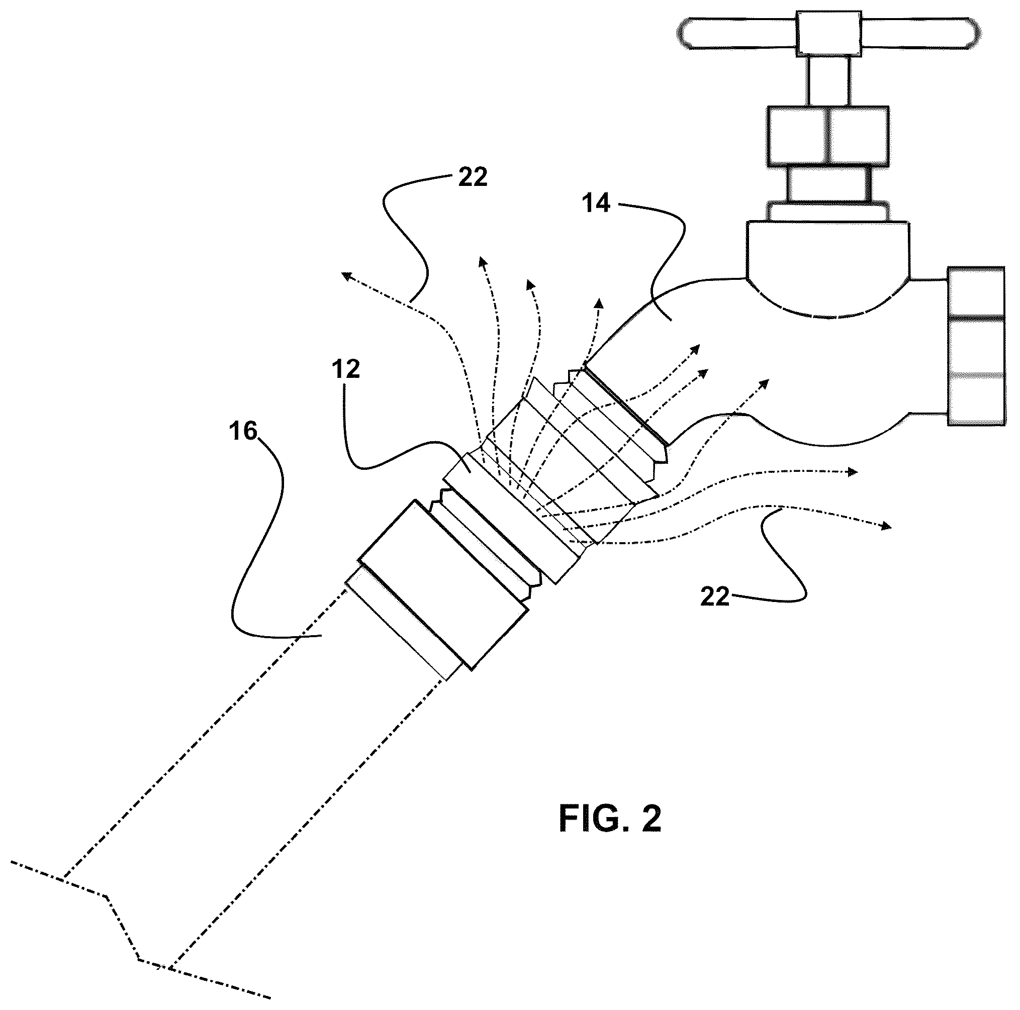 Patent US12325989 — Vacuum breaker water capturing device and shield — Figure 1