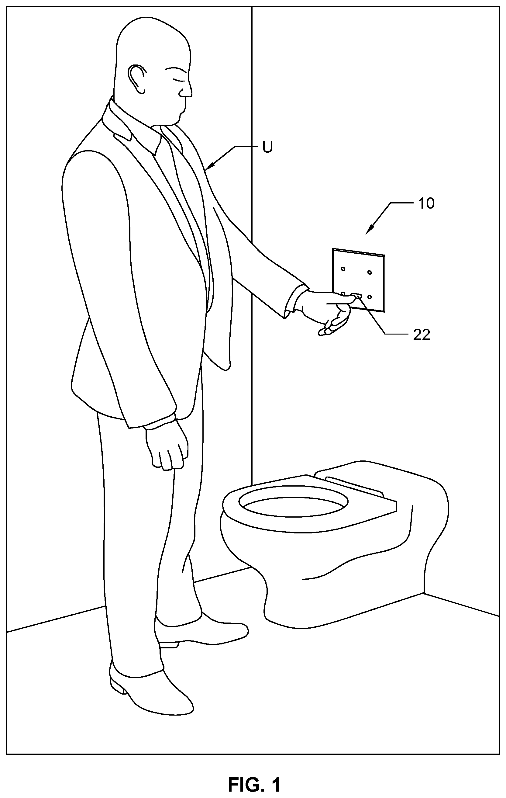 Patent US12325990 Figure 1 – Protective cover for wall mounted toilet flush sensors