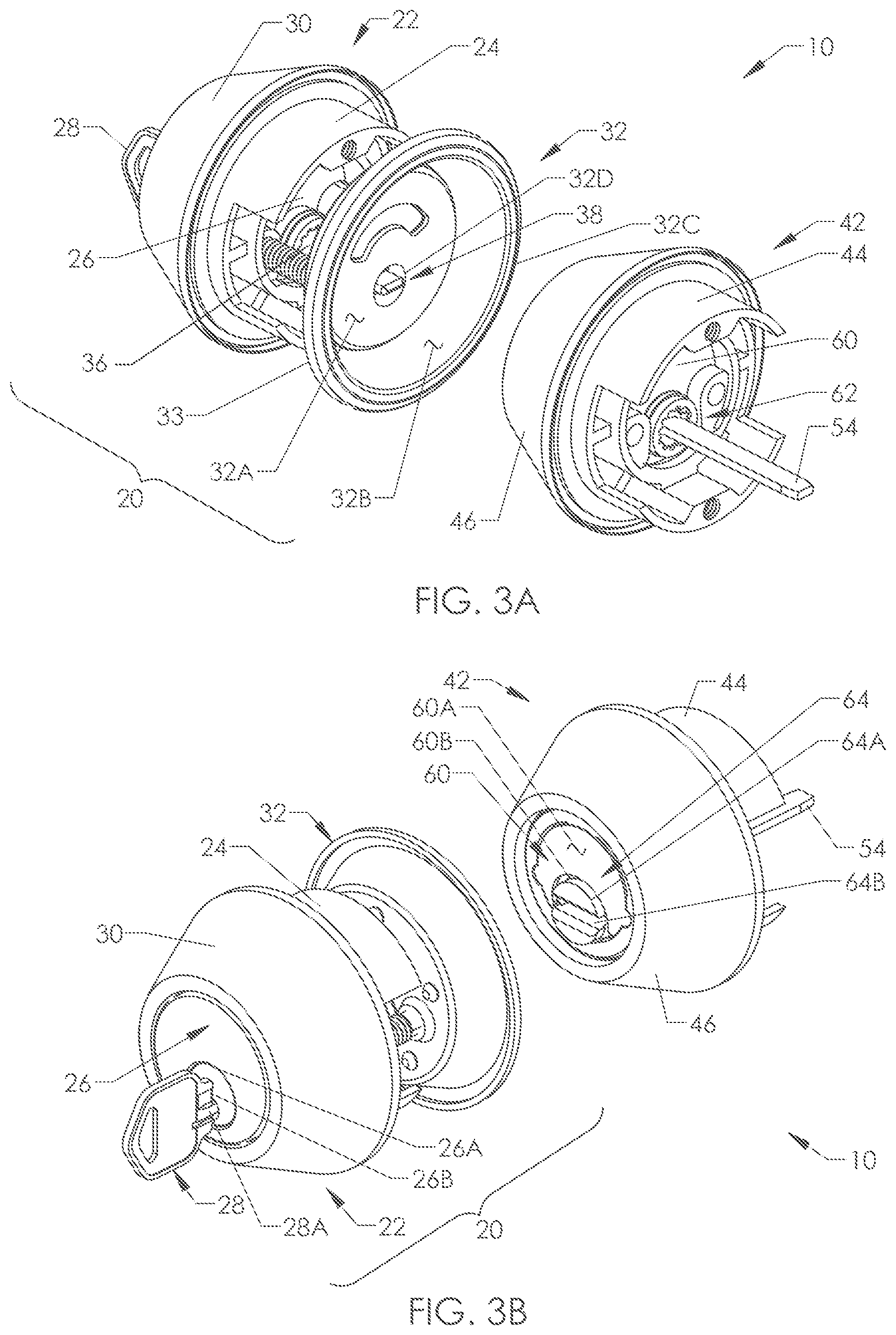 Patent US12326015 Figure 3 – Deadbolt assembly for simultaneously securing co-mounted doors together and actuating at least one deadbolt