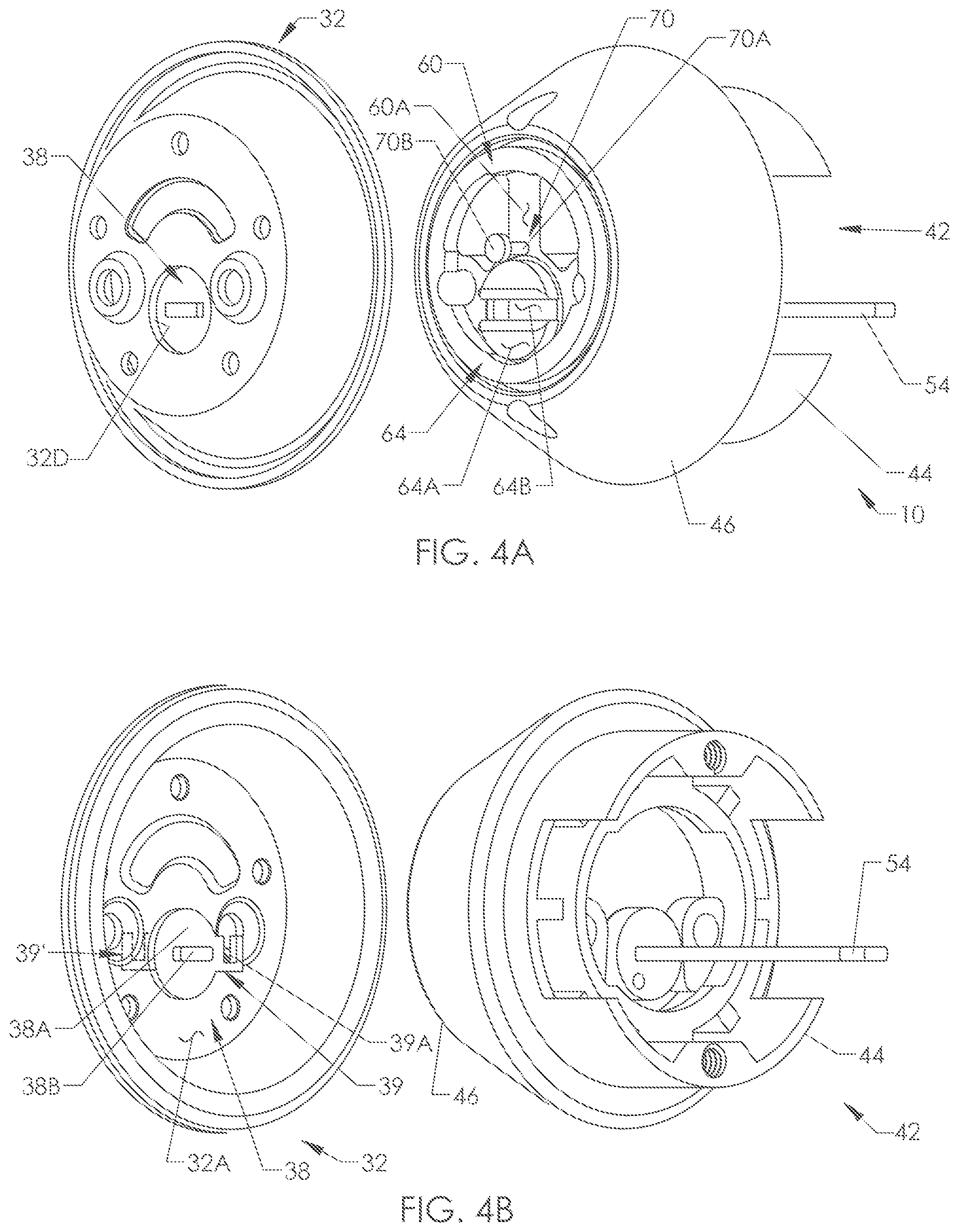 Patent US12326015 Figure 4 – Deadbolt assembly for simultaneously securing co-mounted doors together and actuating at least one deadbolt