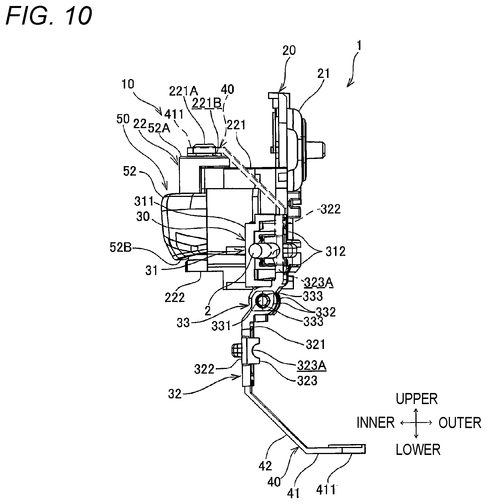 Patent US12326020 Figure 7 – Inside handle device