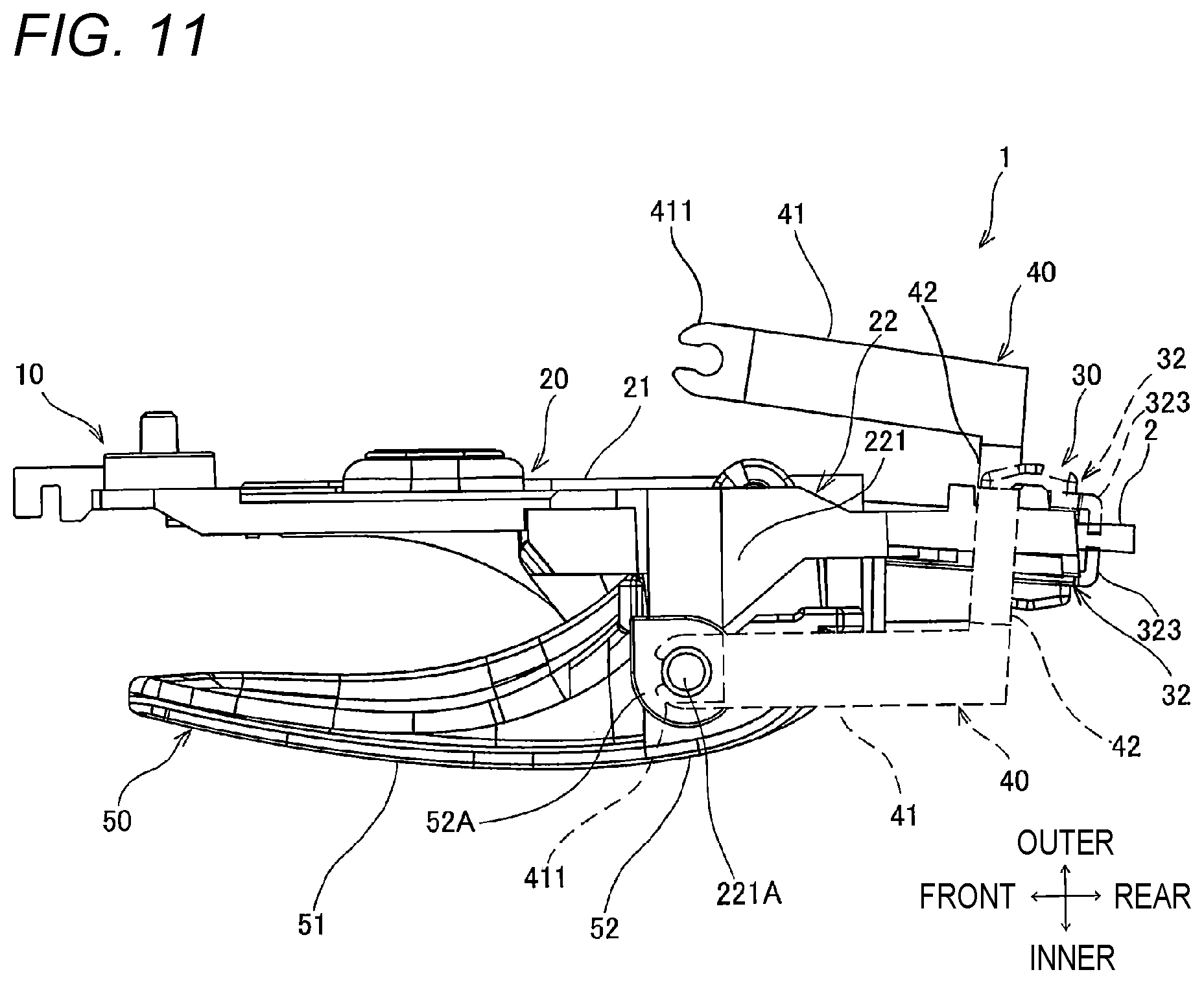Patent US12326020 Figure 8 – Inside handle device